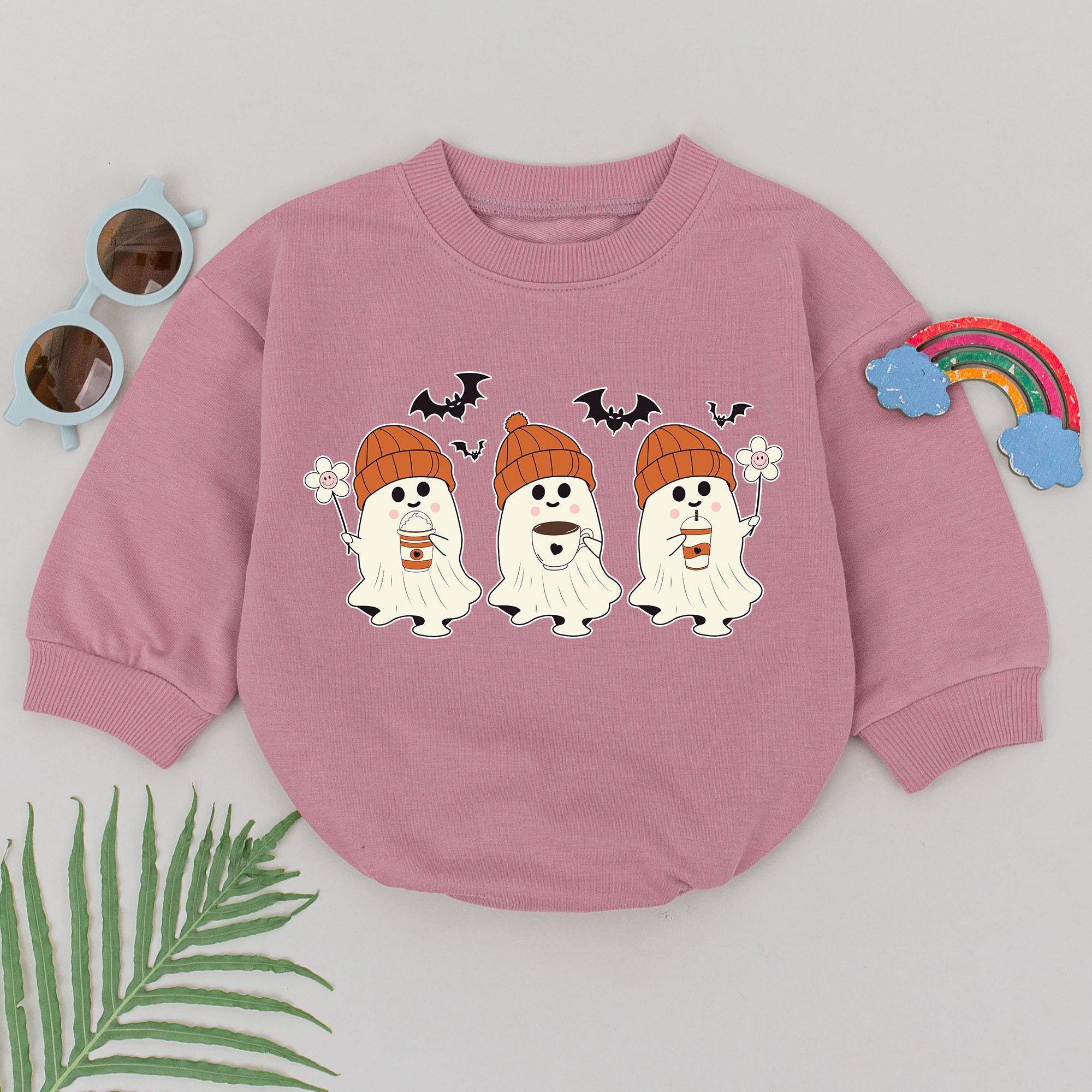 Adorable Halloween Ghost Romper with Cute Beanie and Bat Design Soft Cotton Baby Outfit Newborn Gift Spooky Season First Holiday Wear