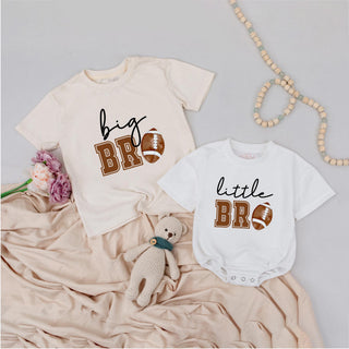 Big Bro Little Bro Matching Football Shirts, Sibling Outfit for Boys, Personalized Pregnancy Announcement Clothes