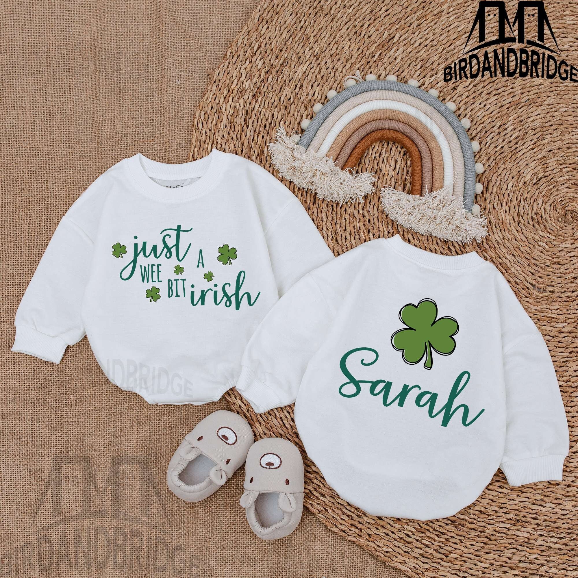 Custom St. Patrick's Day Baby Romper Personalized Irish Shamrock Outfit Soft Light Mauve Infant Bodysuit Holiday Gift for Newborn