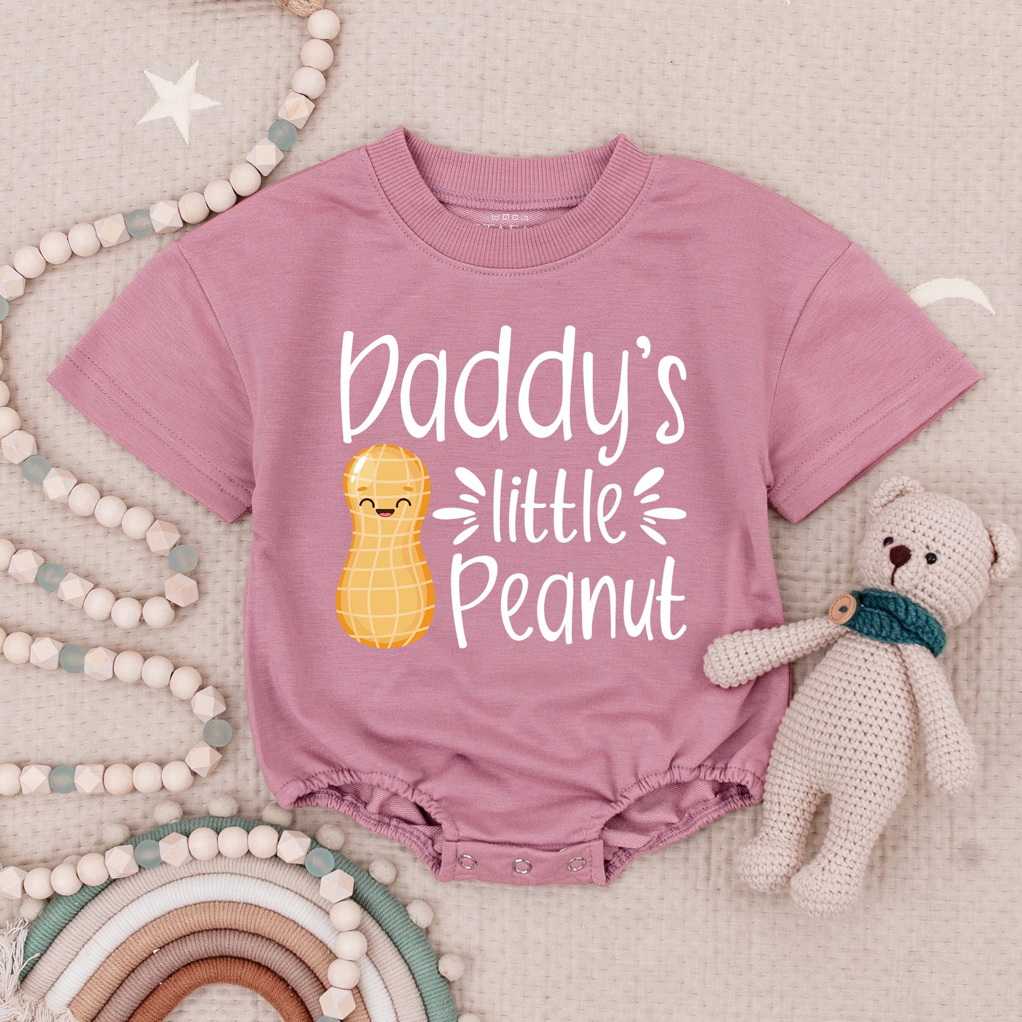 Daddy's Little Peanut Baby Romper Cute Cartoon Design Soft Cotton Infant Boy Outfit Baby Shower New Dad Gift Comfortable Playful Style