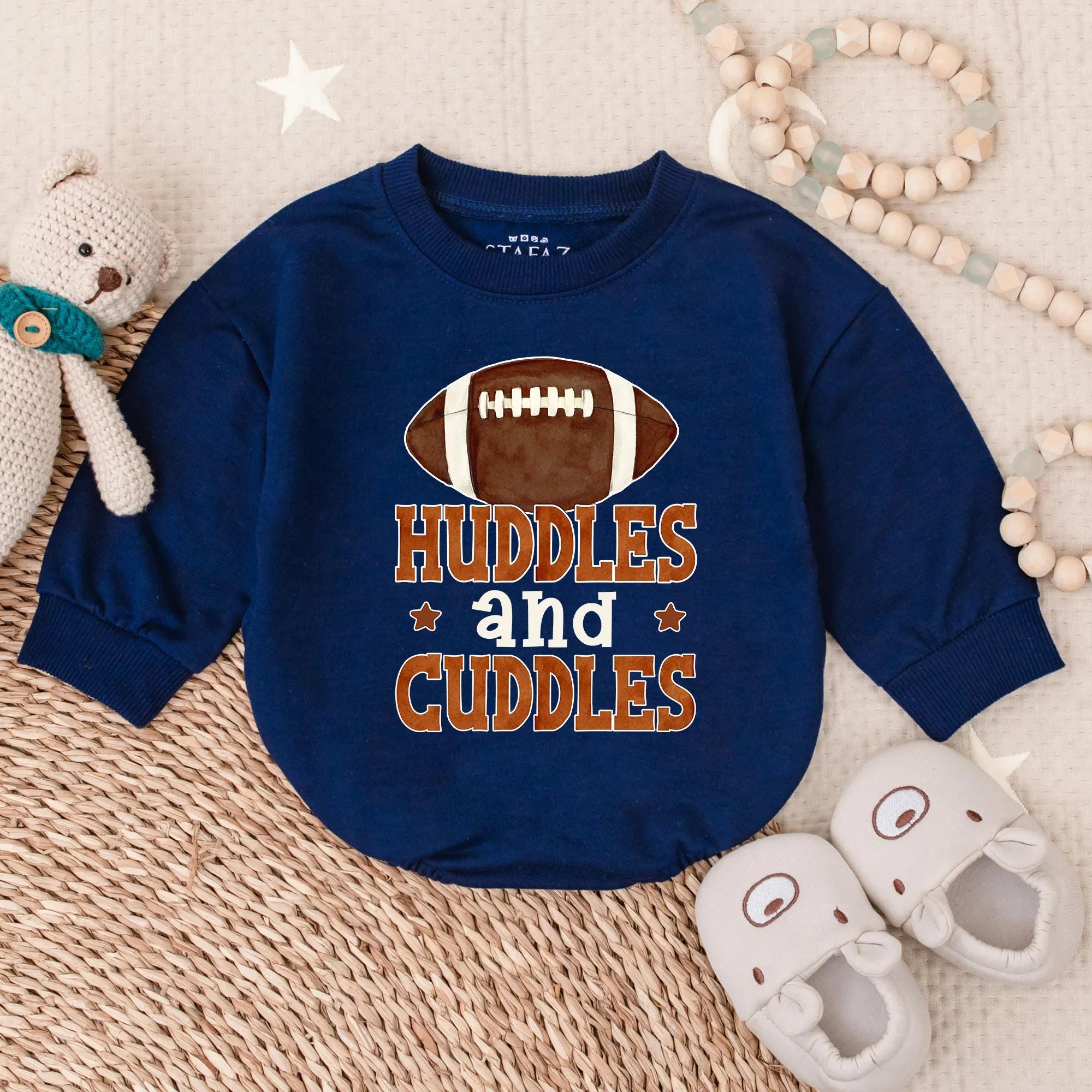 Huddles and Cuddles Football Baby Romper Soft Game Day Outfit Newborn Boy Clothes Sports Theme Cotton Comfortable Baby Shower Gift