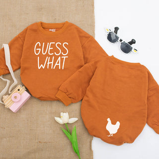 Guess What Chicken Butt Baby Romper in Soft Cotton - Funny Long Sleeve Bodysuit for Babies, Gender Neutral Outfit, Baby Shower Gift