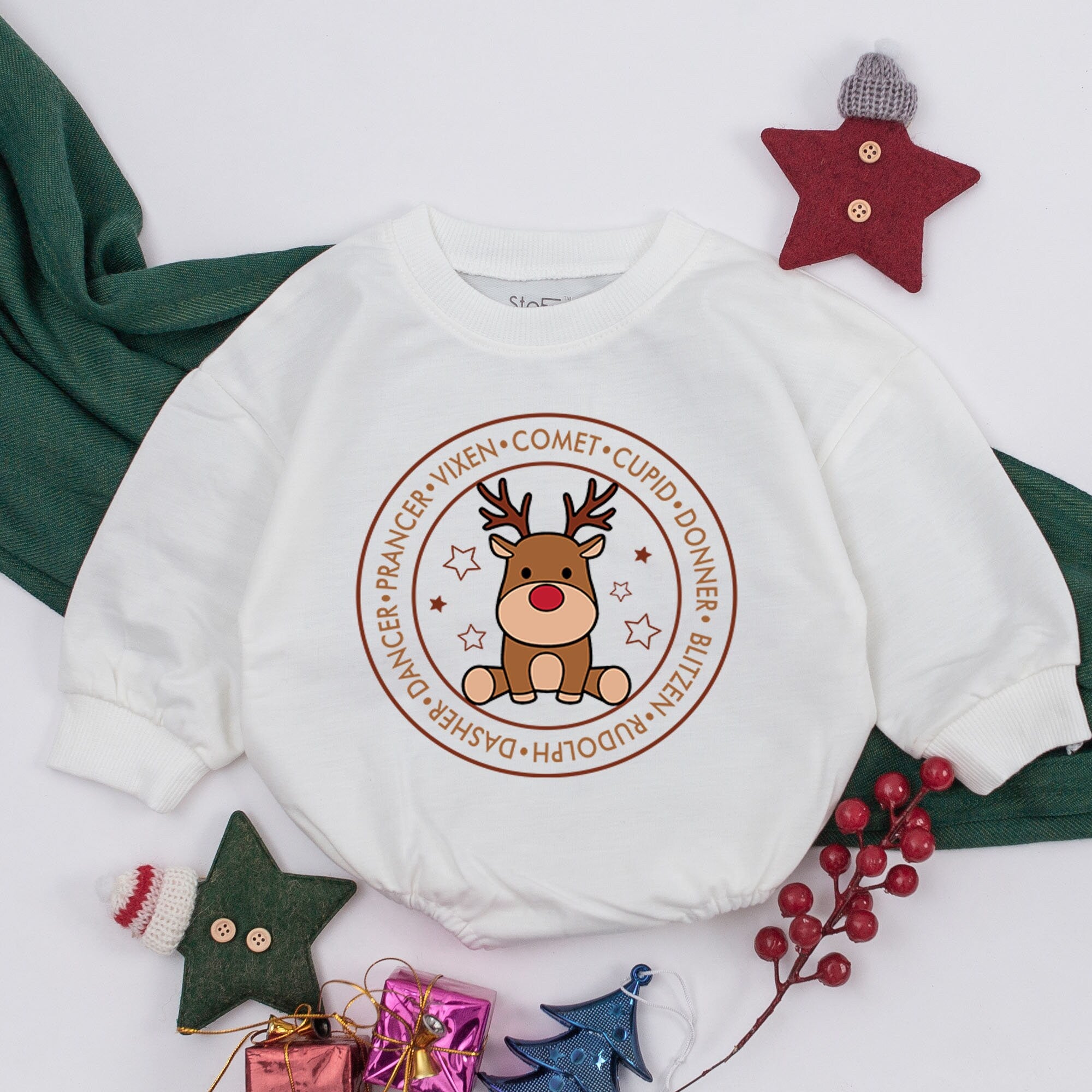 Adorable Baby Reindeer Christmas Romper Personalized Holiday Infant Outfit Soft Cotton Newborn Clothes Festive Gift for Baby Shower