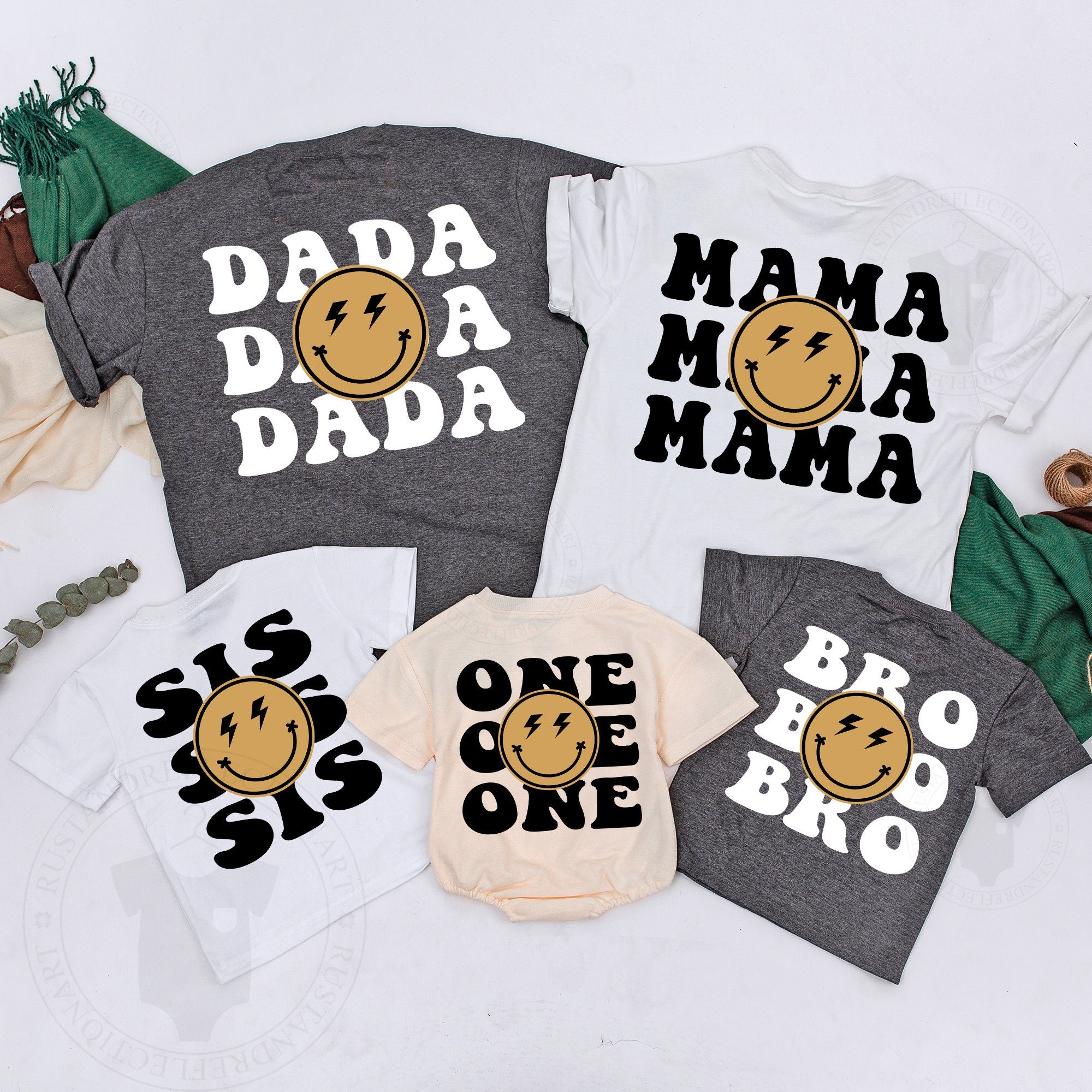 1st Birthday Matching Family Shirt with Smiley Design