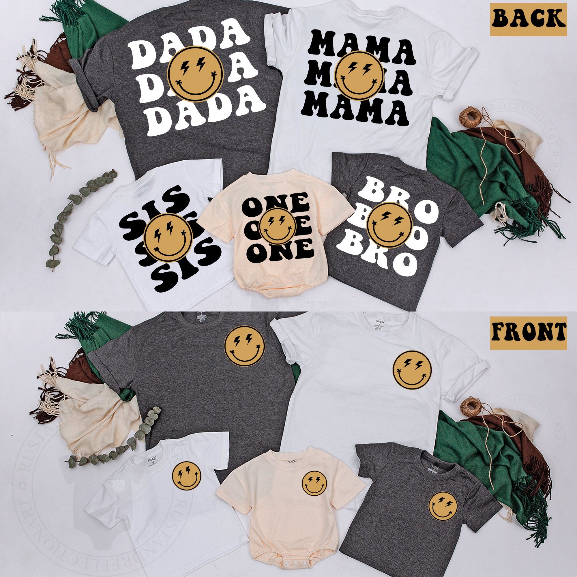 1st Birthday Matching Family Shirt with Smiley Design