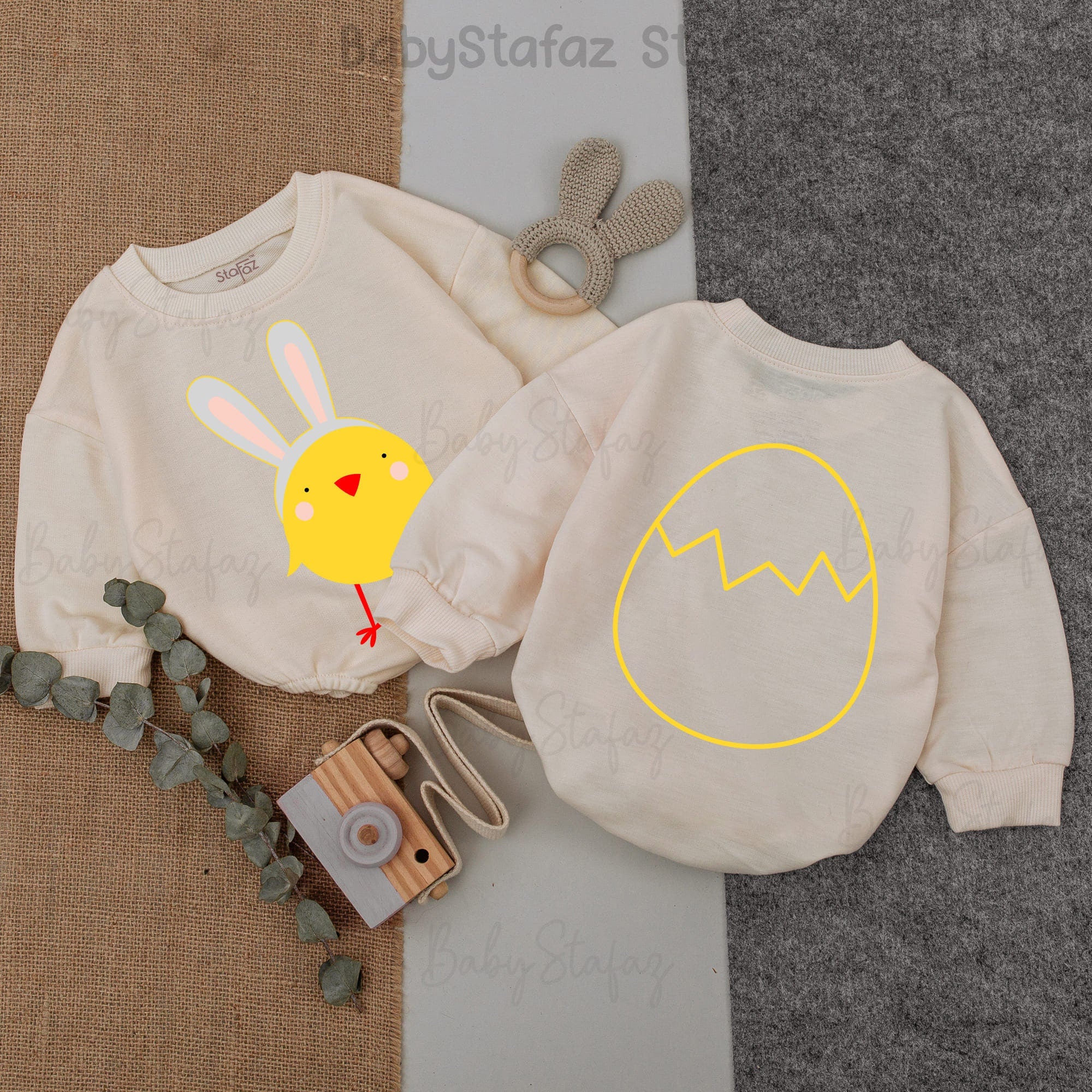 Adorable Easter Baby Romper with Bunny Ear Chick Soft Cotton Bodysuit Perfect Gift for Baby's First Easter Spring Outfit Newborn Infant