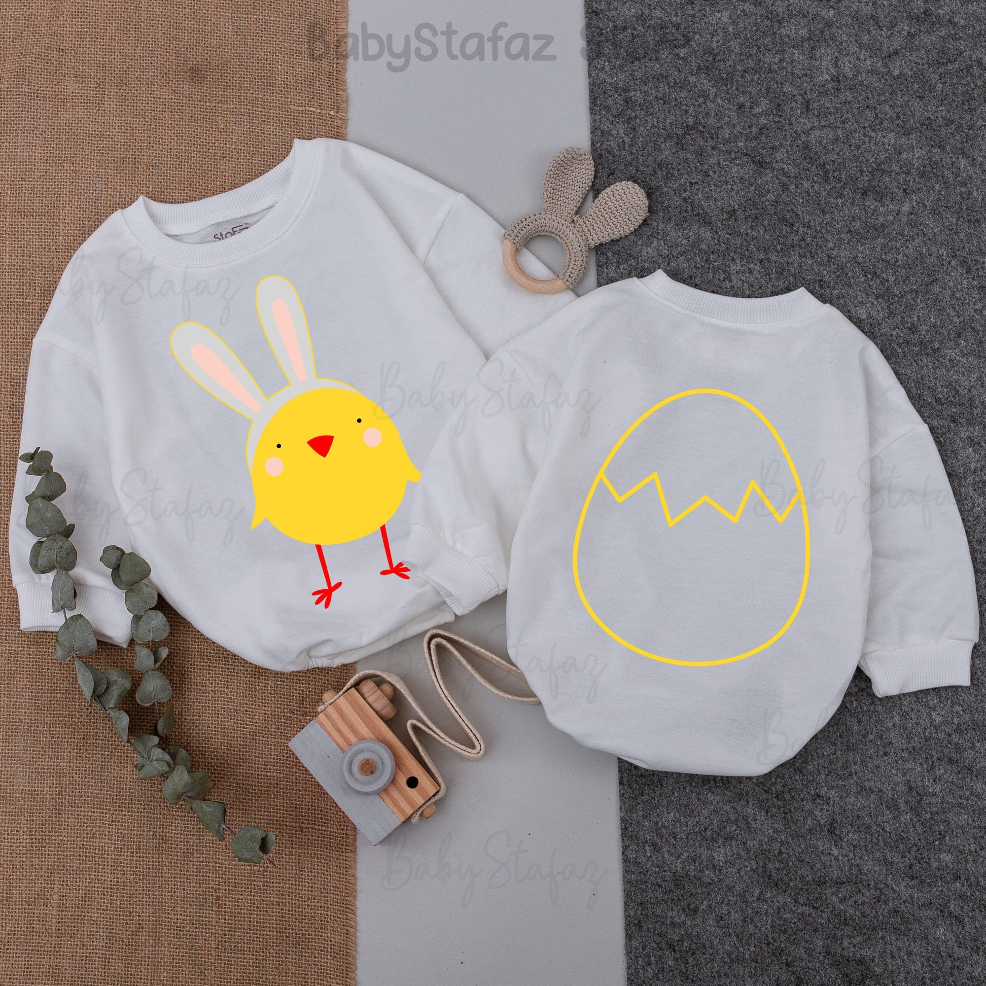 Adorable Easter Baby Romper with Bunny Ear Chick Soft Cotton Bodysuit Perfect Gift for Baby's First Easter Spring Outfit Newborn Infant