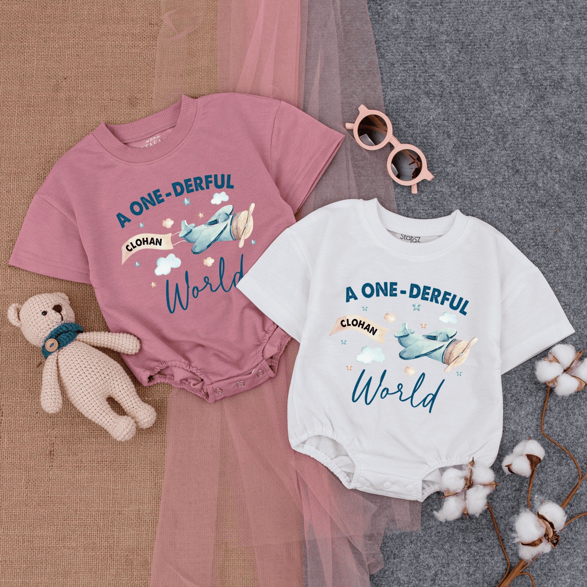 A One-derful World Airplane Romper for Baby's 1st Birthday