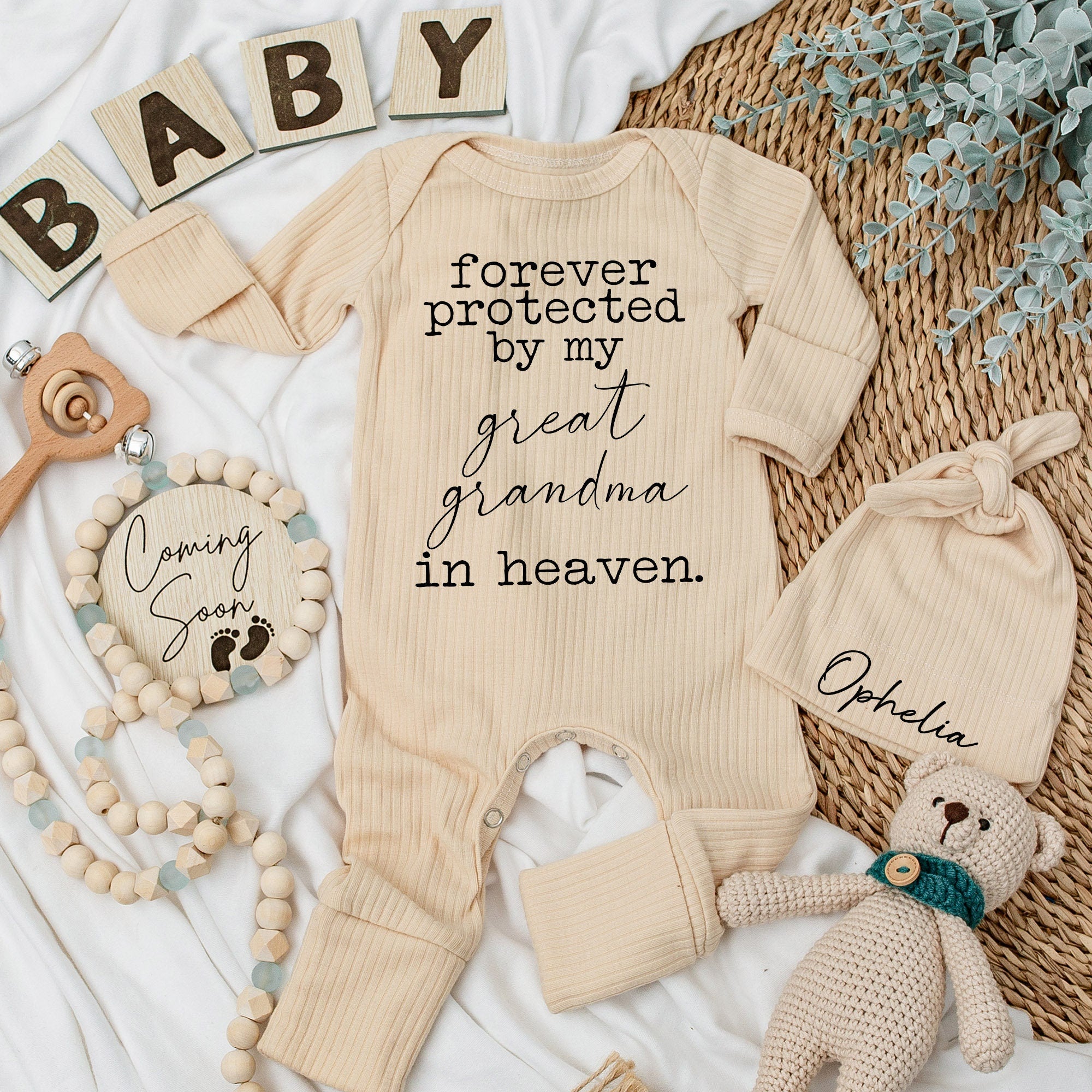 Forever Protected by Great Grandma in Heaven Baby Bodysuit