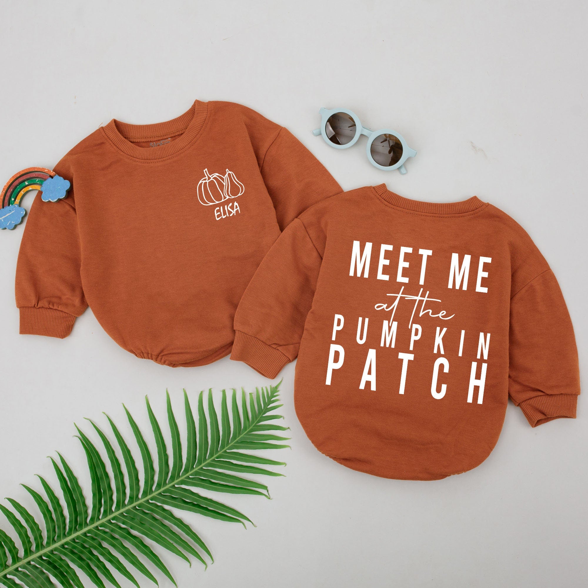 Personalized Baby Romper Meet Me at The Pumpkin Patch Fall Outfit Newborn Girl Thanksgiving Gift Soft Cotton Halloween Party Wear