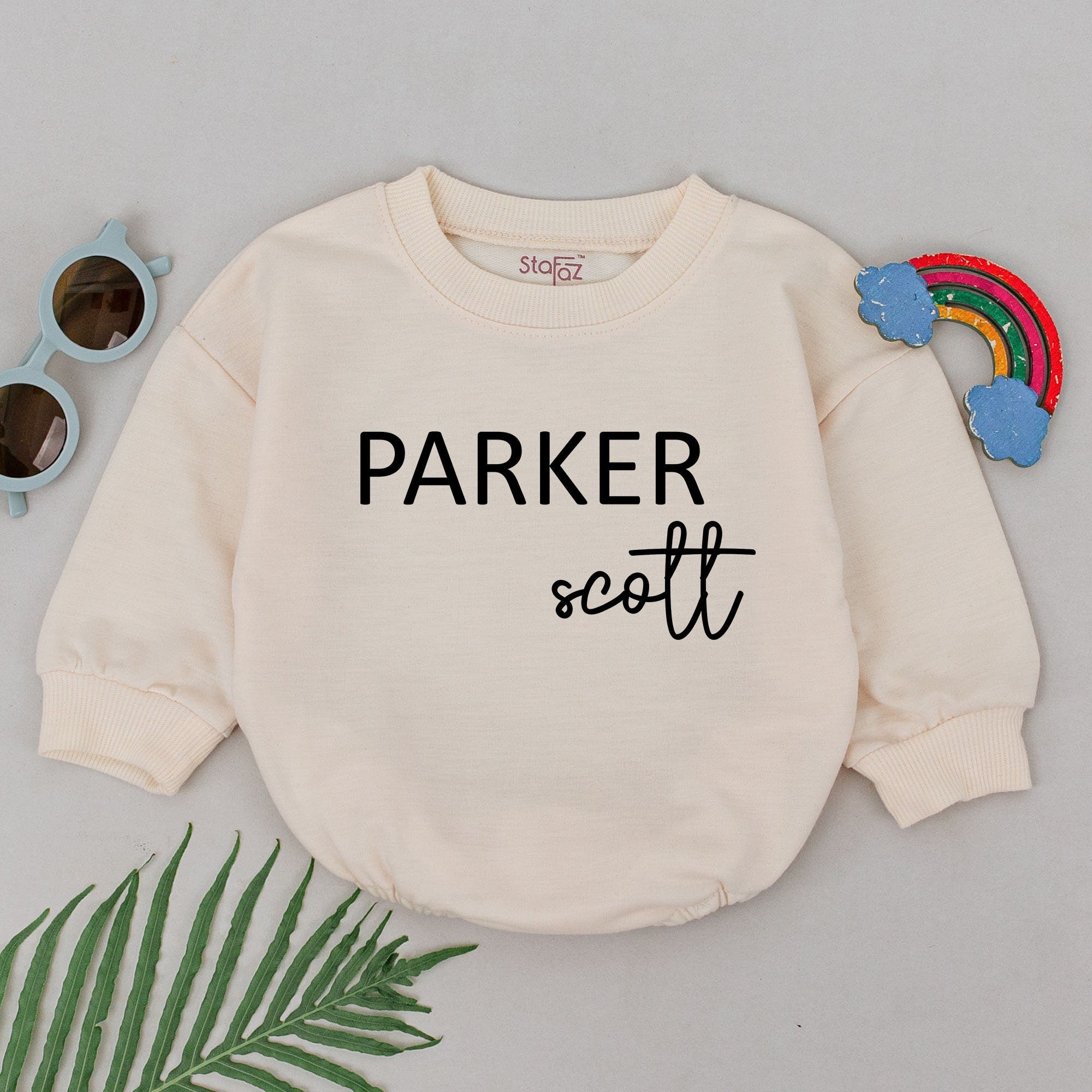 Personalized Baby Romper with Parker Scott Design Custom Name Long Sleeve Bodysuit Newborn Gift for Boys Girls Soft Cotton Outfit