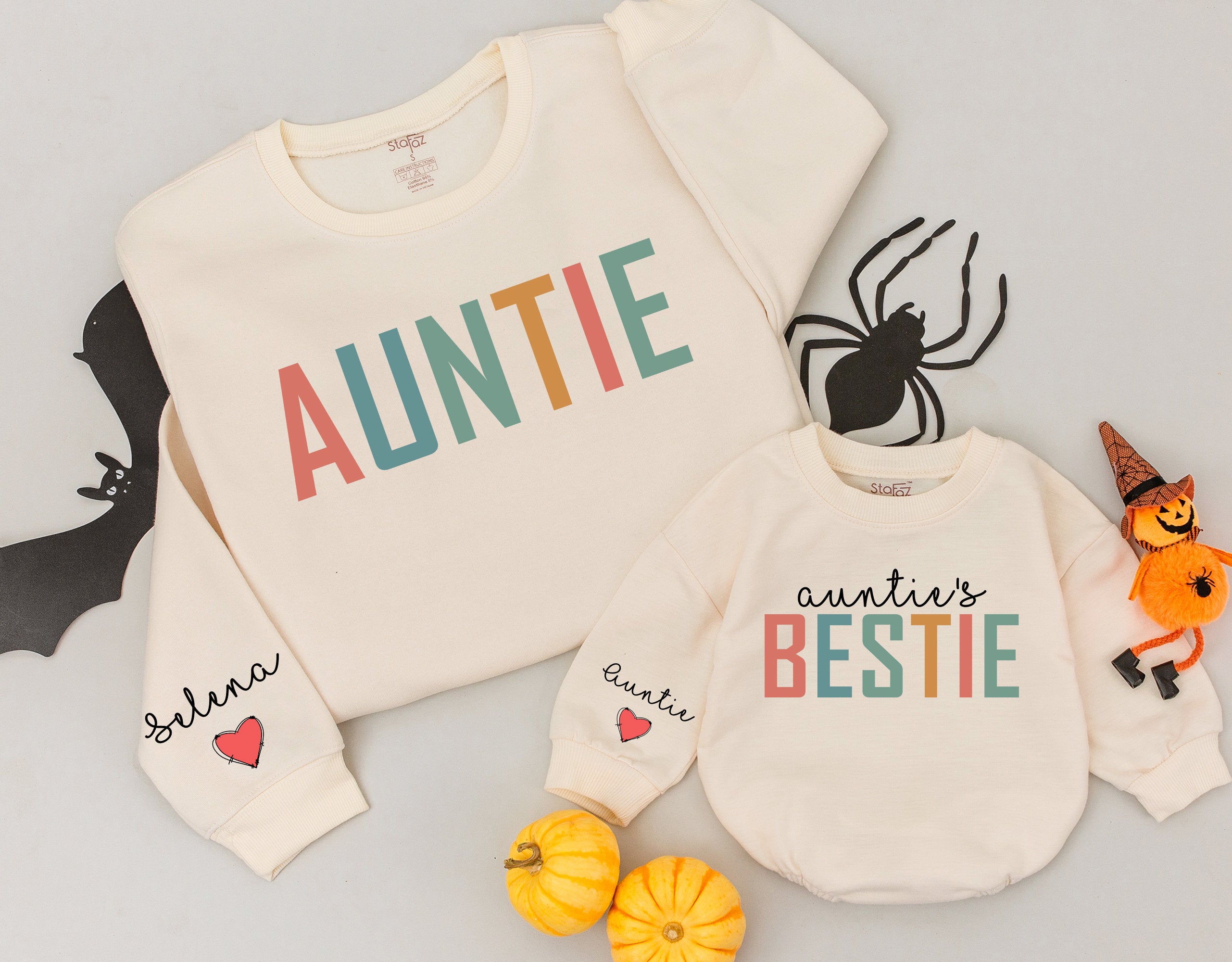 Personalized Auntie & Bestie Matching Shirts with Colorful Design