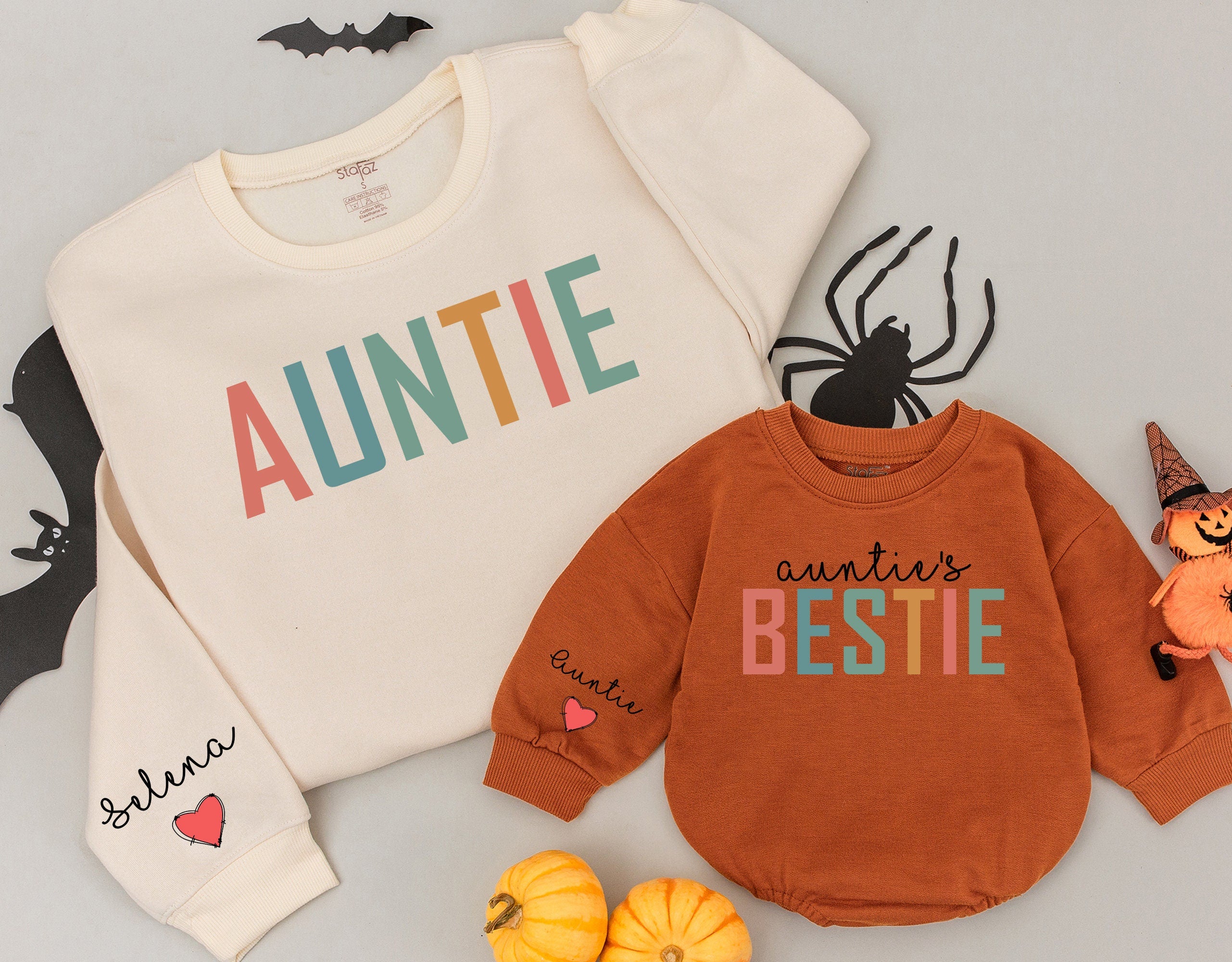 Personalized Auntie & Bestie Matching Shirts with Colorful Design