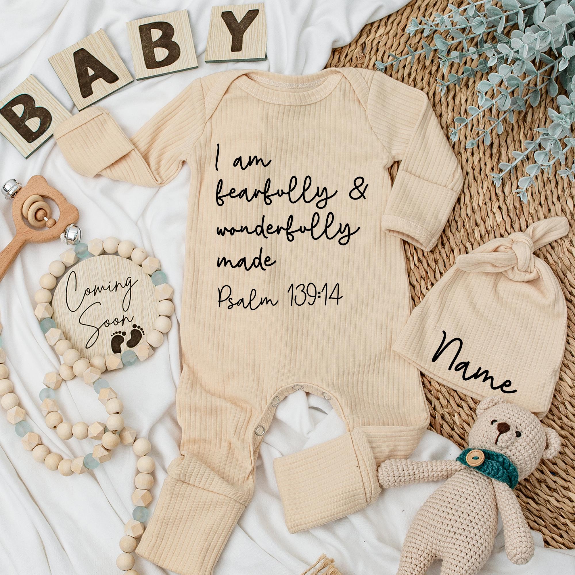 Custom Baby Bodysuit with Name - Psalm 139:14 Romper