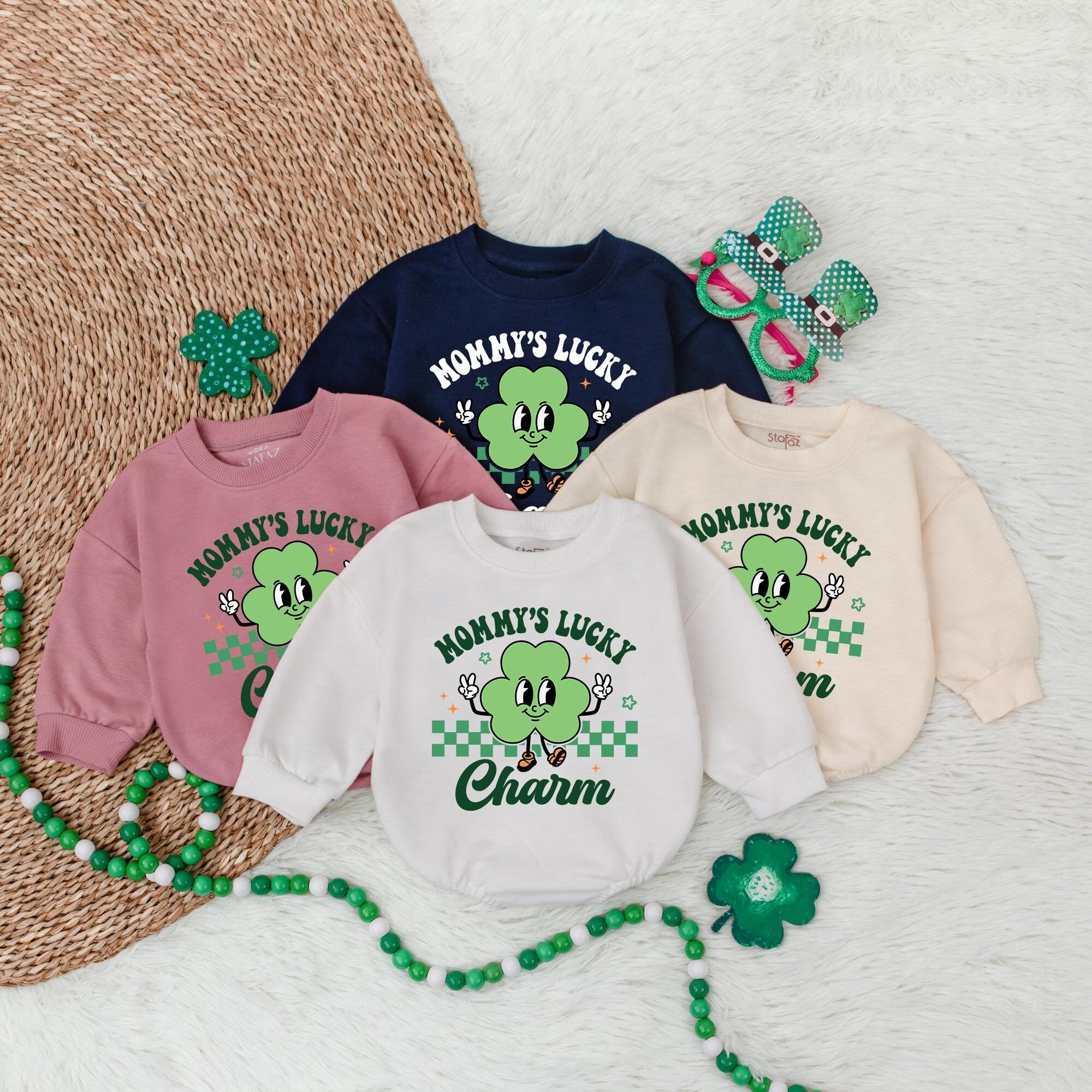 Cheerful Shamrock Baby Romper Mommy's Lucky Charm St. Patrick's Day Outfit Cotton Soft Comfortable Infant Girl Bodysuit Holiday Gift