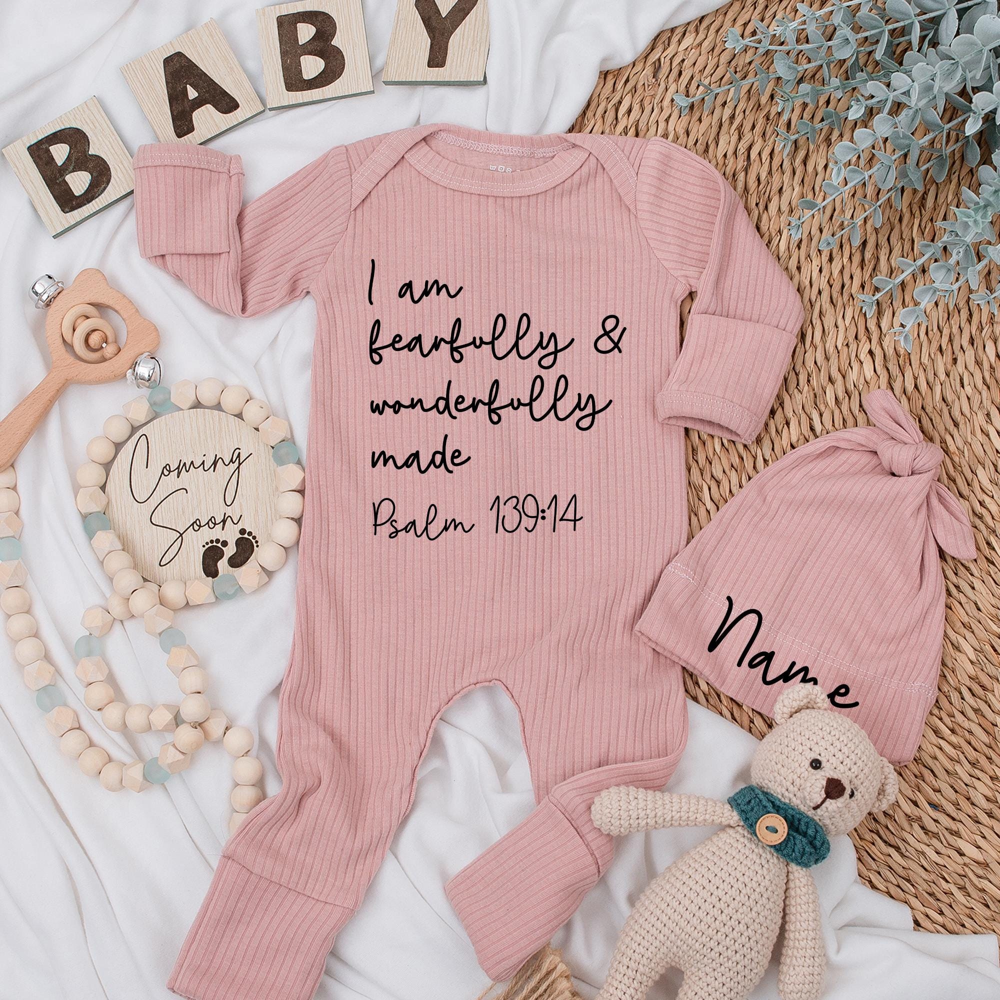 Custom Baby Bodysuit with Name - Psalm 139:14 Romper