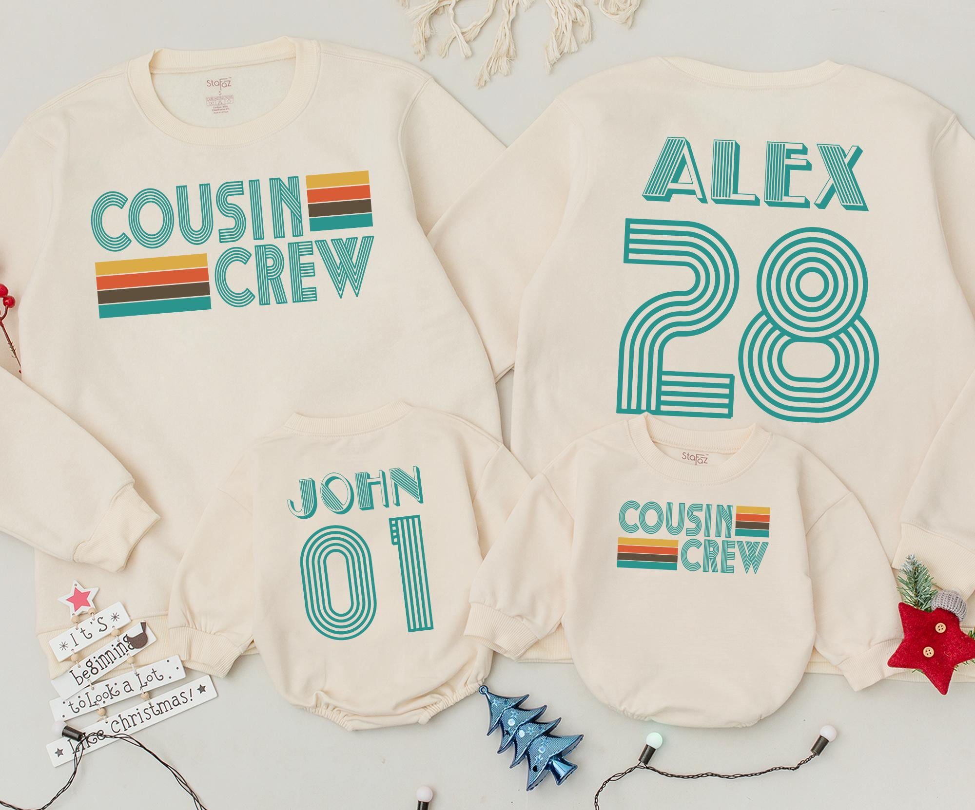 Custom Retro Cousin Crew Sweatshirt - Family Matching Fun
