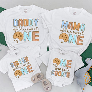 Sweet One Family Birthday Shirts with Milk & Cookie Design