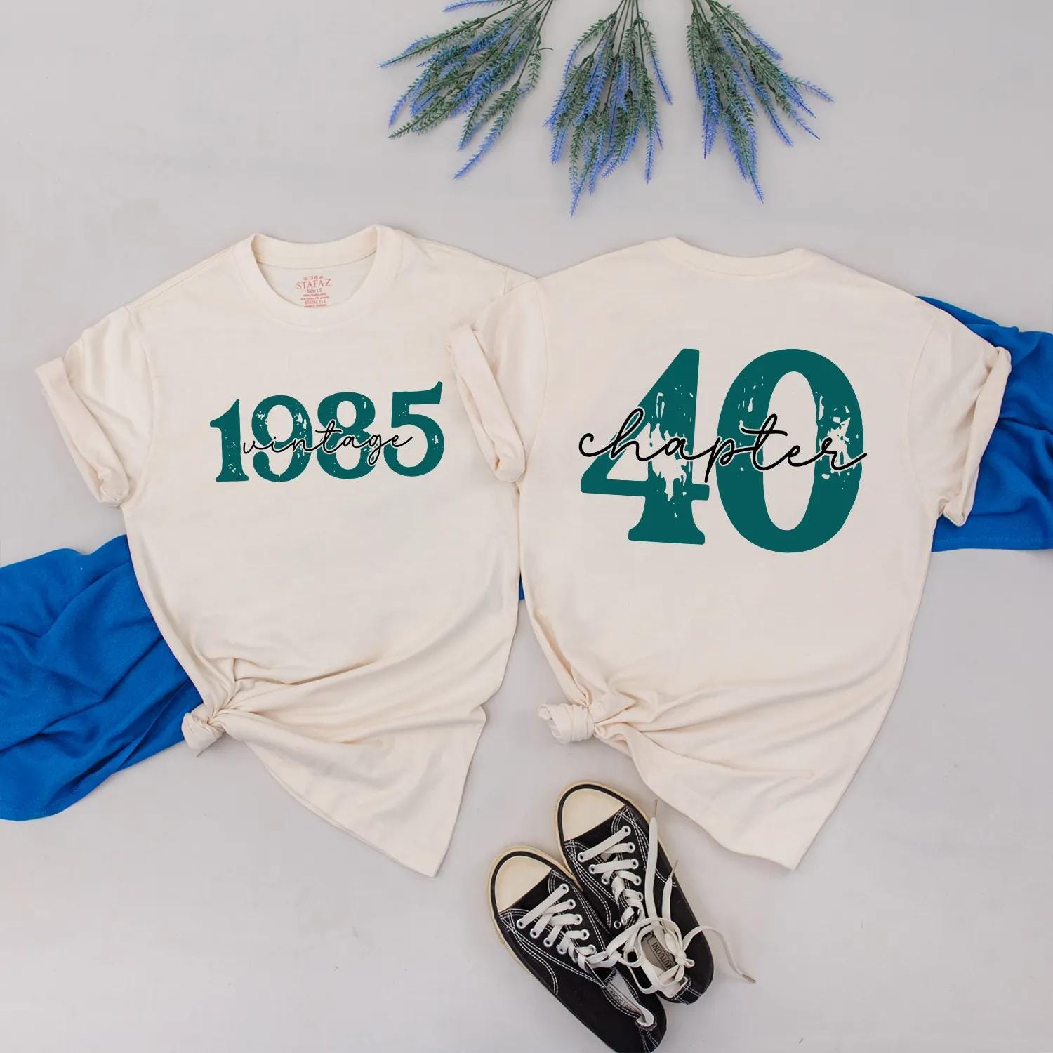 1985 Chapter 40 Vintage Teal T-Shirt for Women Birthday Gift Retro Style Celebratory Mom Tee Nostalgic Turning 40 Best Friend Present