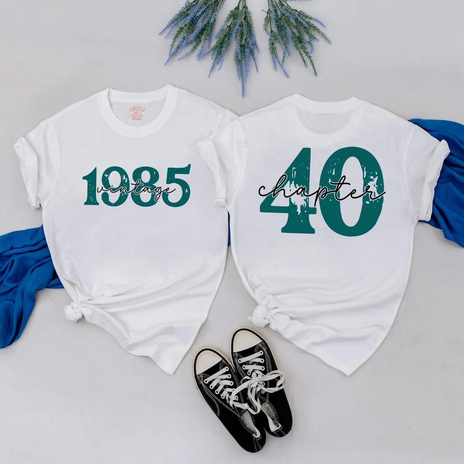1985 Chapter 40 Vintage Teal T-Shirt for Women Birthday Gift Retro Style Celebratory Mom Tee Nostalgic Turning 40 Best Friend Present