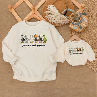 Just a Spooky Goose Halloween Sweatshirt for Matching Family Outfits, Cute Fall Pumpkin Patch Shirts, Cozy Parent-Child Sweaters