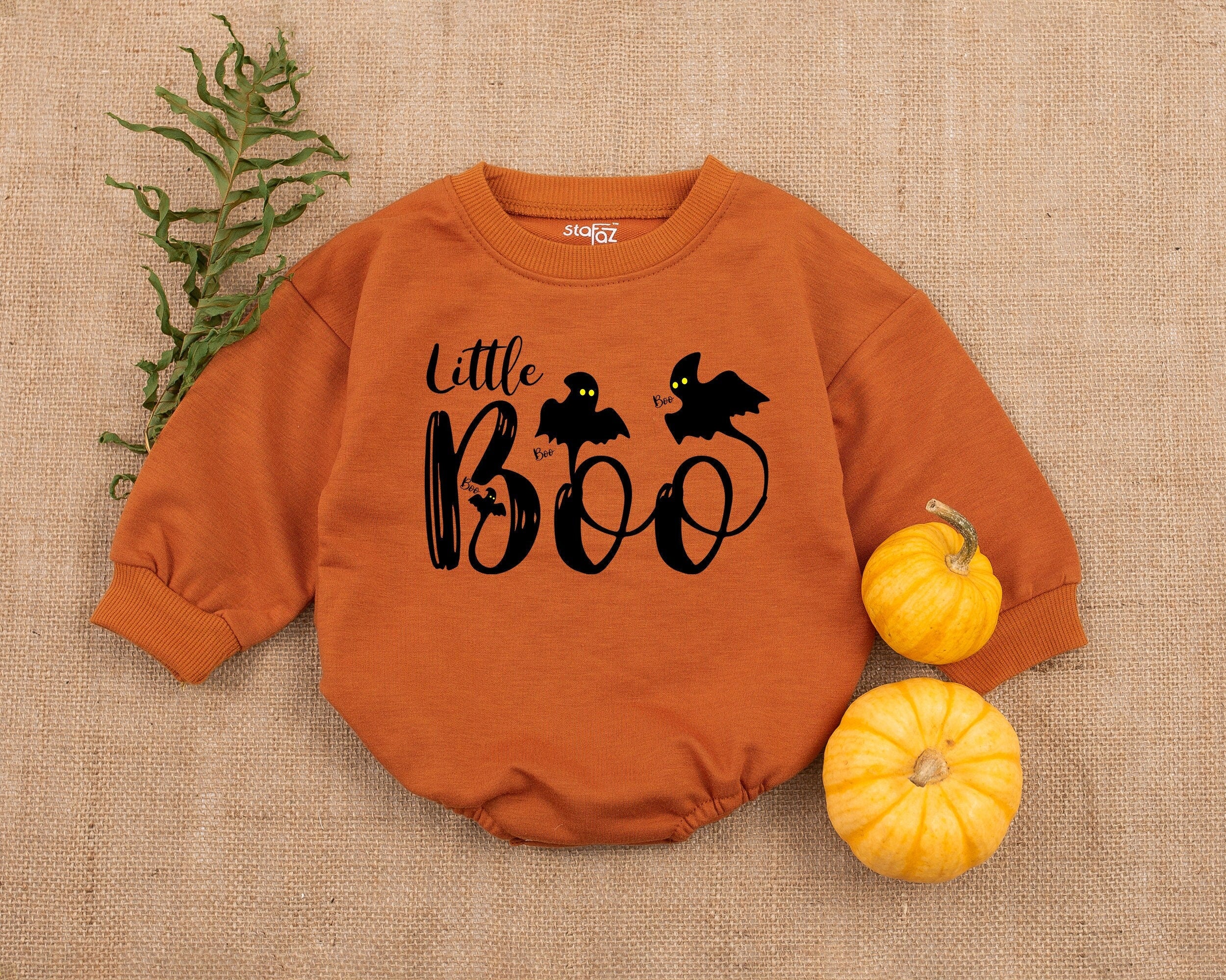 Little Boo Baby Romper Whimsical Retro Halloween Outfit Soft Cotton Cute Fall Infant Playsuit Spooky Bats Design Toddler Bodysuit