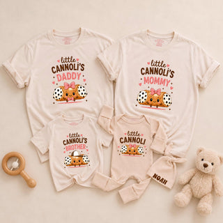 Little Cannoli's Family Matching Shirts with Cute Cannoli Artwork, Daddy Mommy Brother Baby Outfit, Italian Food Lover Gift