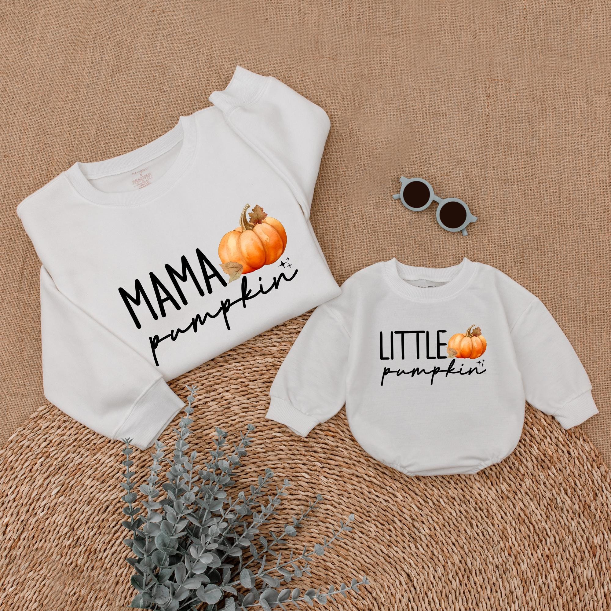 Mama and Little Pumpkin Matching Fall Sweatshirts Cozy Family Cotton Outfits Baby Toddler Thanksgiving Gift Personalized Autumn Apparel