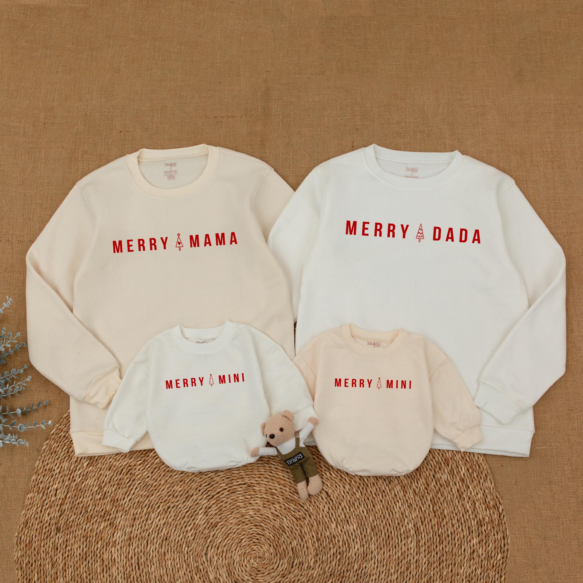 Merry Family Matching Christmas Sweaters Comfortable Cotton Holiday Outfits Personalized Baby, Toddler, Adult Sweatshirts Festive Gift