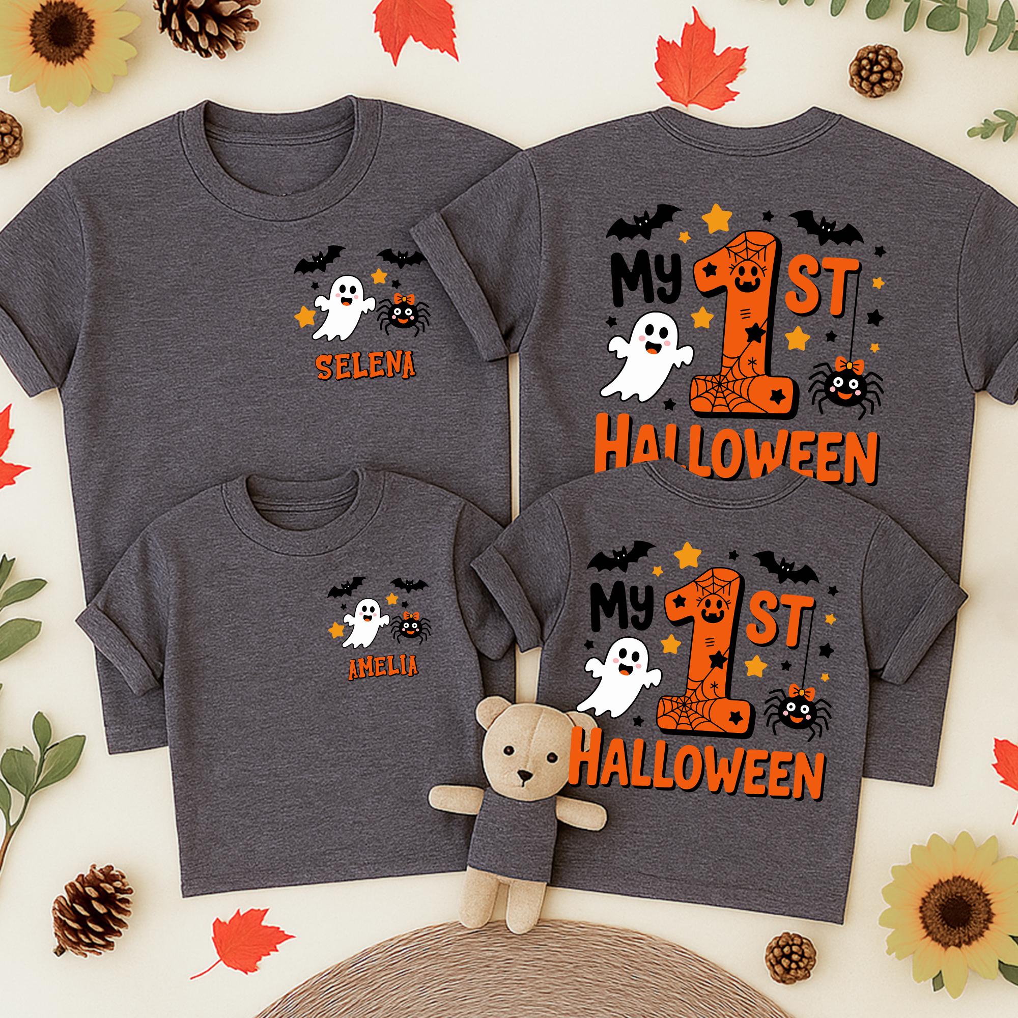 My 1st Halloween Matching Family Outfit Custom Baby Romper Spooky Ghost Bat Design Fun Party Gift for Mom Dad Infant Celebration