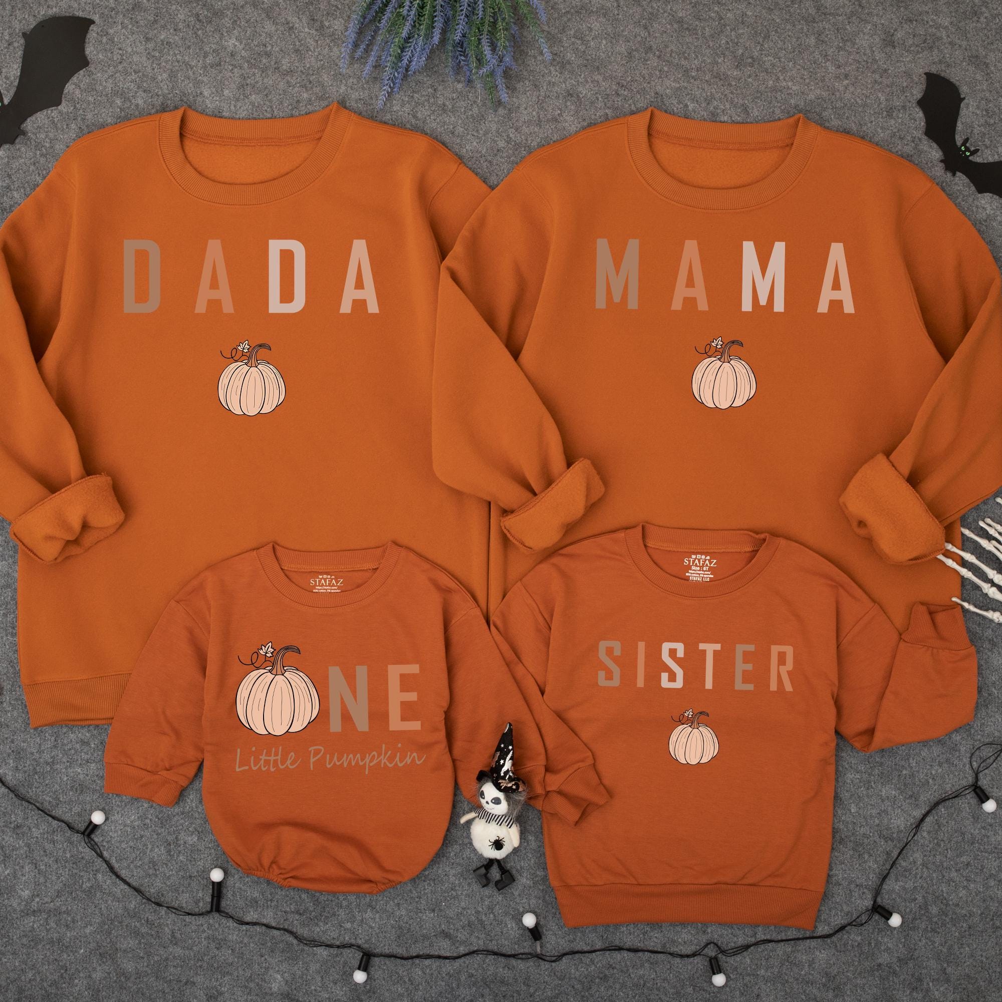 One Little Pumpkin Matching Family Sweatshirts Cozy Fall Design Custom Names Cotton Comfortable Birthday Holiday Gift