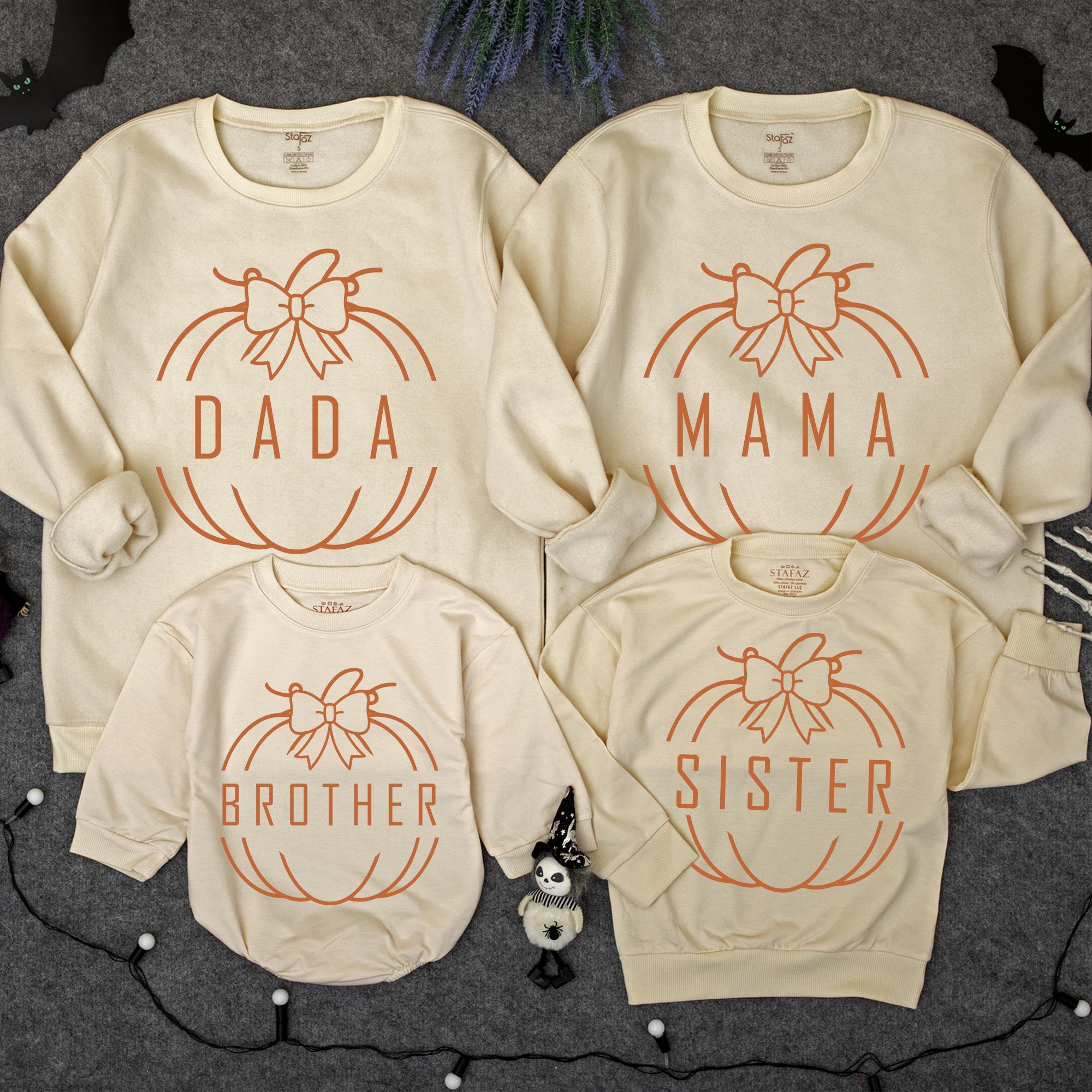 One Little Pumpkin Personalized Family Sweatshirts for Fall Birthday or Thanksgiving Matching Outfits for Baby Mom Dad Sister Brother
