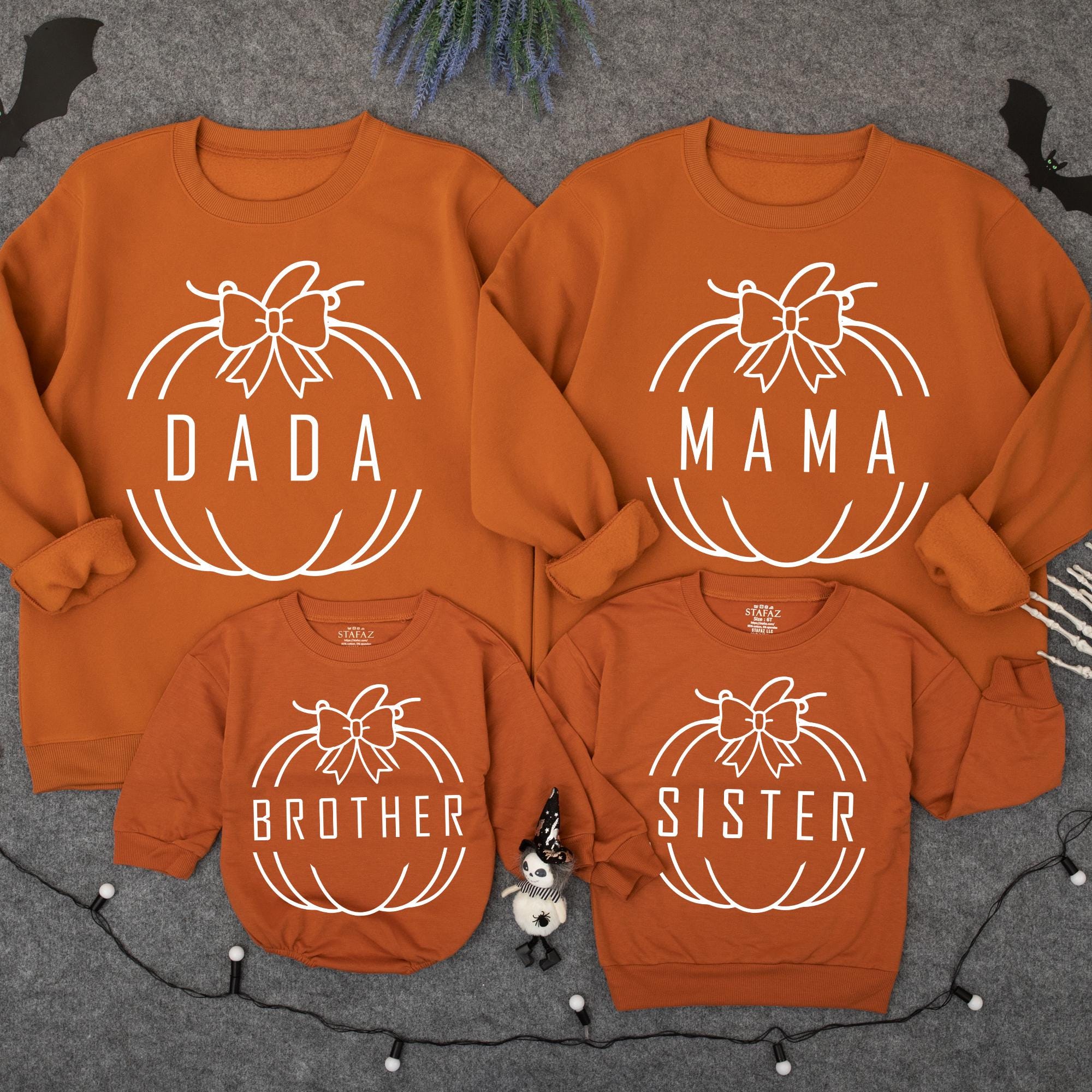 One Little Pumpkin Personalized Family Sweatshirts for Fall Birthday or Thanksgiving Matching Outfits for Baby Mom Dad Sister Brother