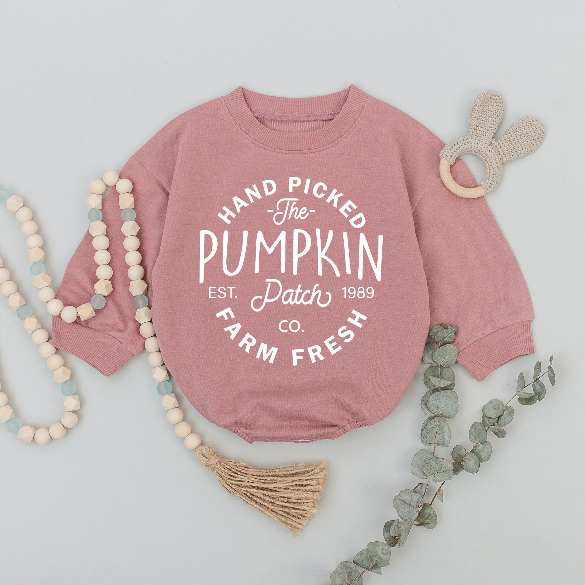 Pumpkin Patch Baby Romper for Fall Newborn Outfit Cozy Autumn Design Hand Picked Farm Fresh Style Soft Comfortable Halloween Attire