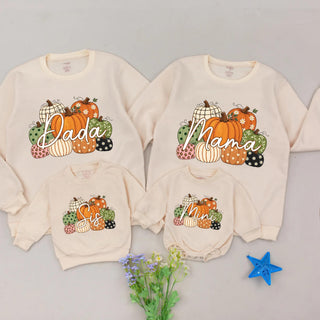 Pumpkin Patch Family Sweatshirts with Custom Names, Thanksgiving Matching Outfits, Fall Harvest Cozy Long Sleeves for All Ages