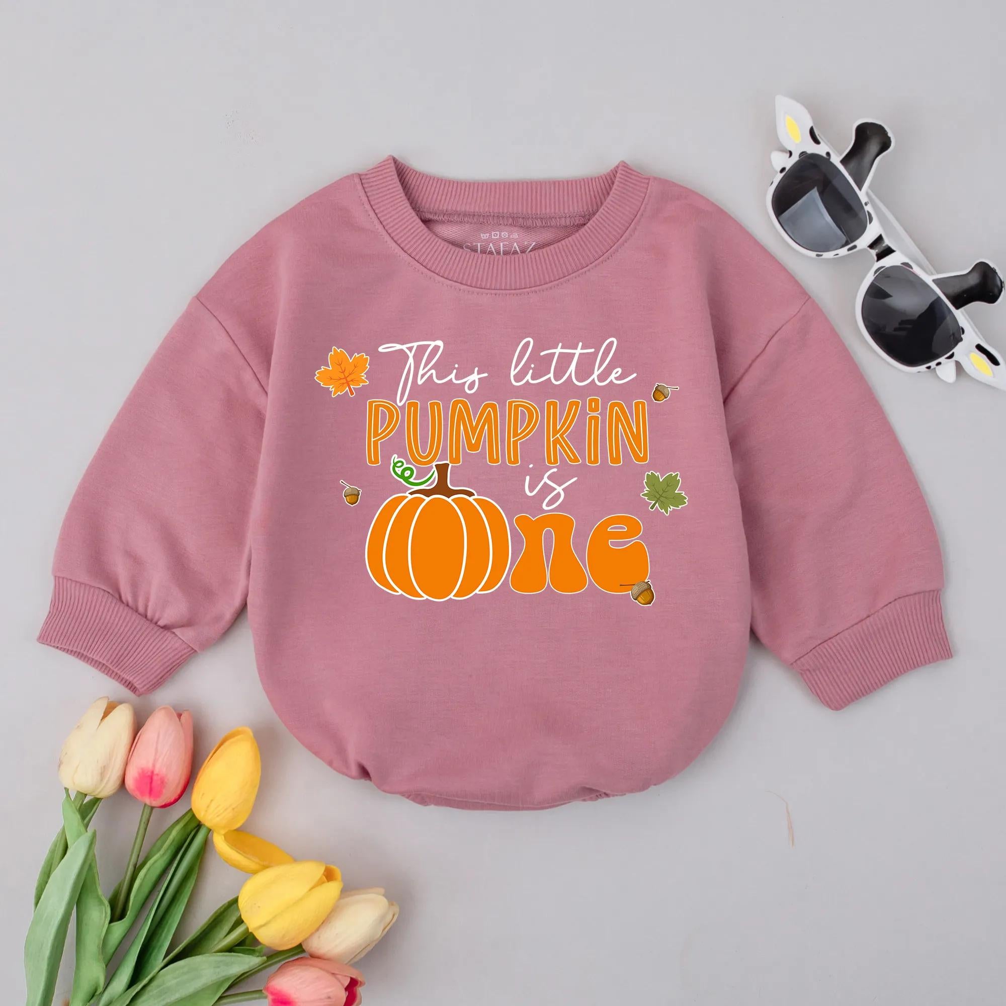 This Little Pumpkin Is One Fall Romper Baby Girl Birthday Outfit Autumn 1st Halloween Costume Soft Cotton Festive Design Gift