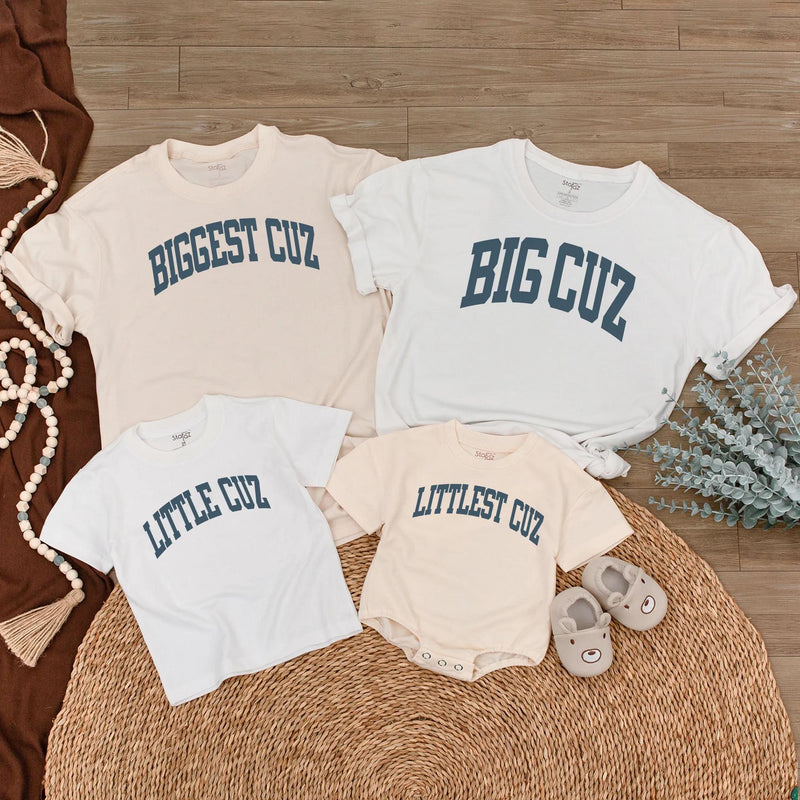 Biggest Cuz Littlest Cuz Matching Cousin Shirts Baby Romper Family Reunion Outfit Custom Cotton Gift for Toddlers and Infants