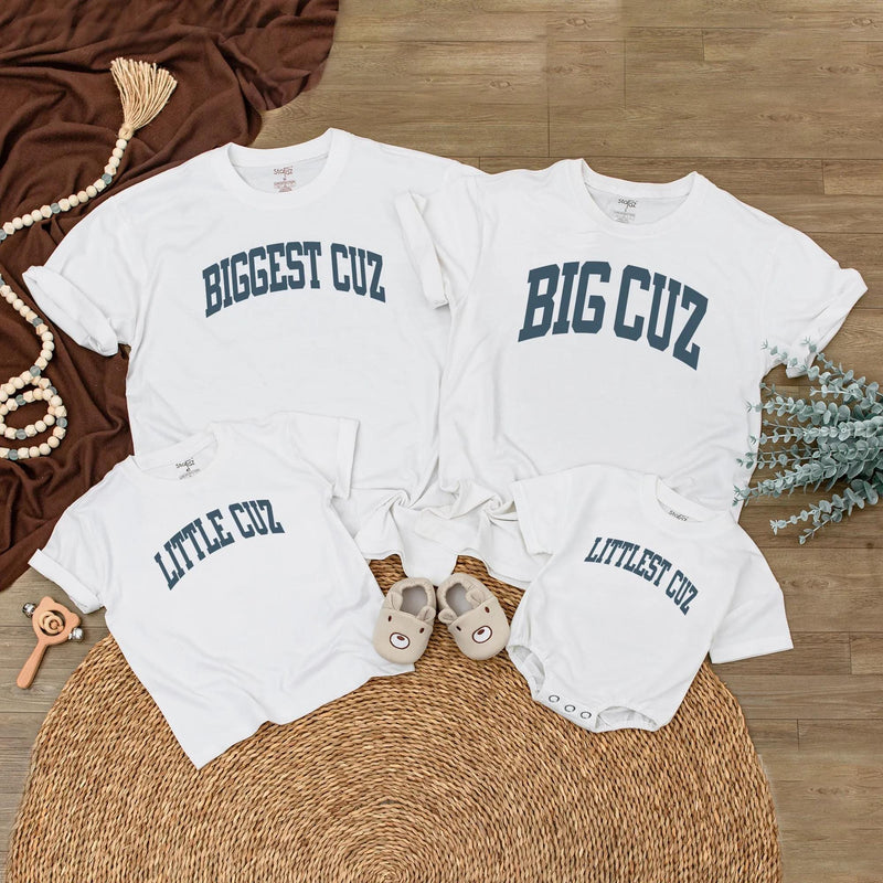 Biggest Cuz Littlest Cuz Matching Cousin Shirts Baby Romper Family Reunion Outfit Custom Cotton Gift for Toddlers and Infants