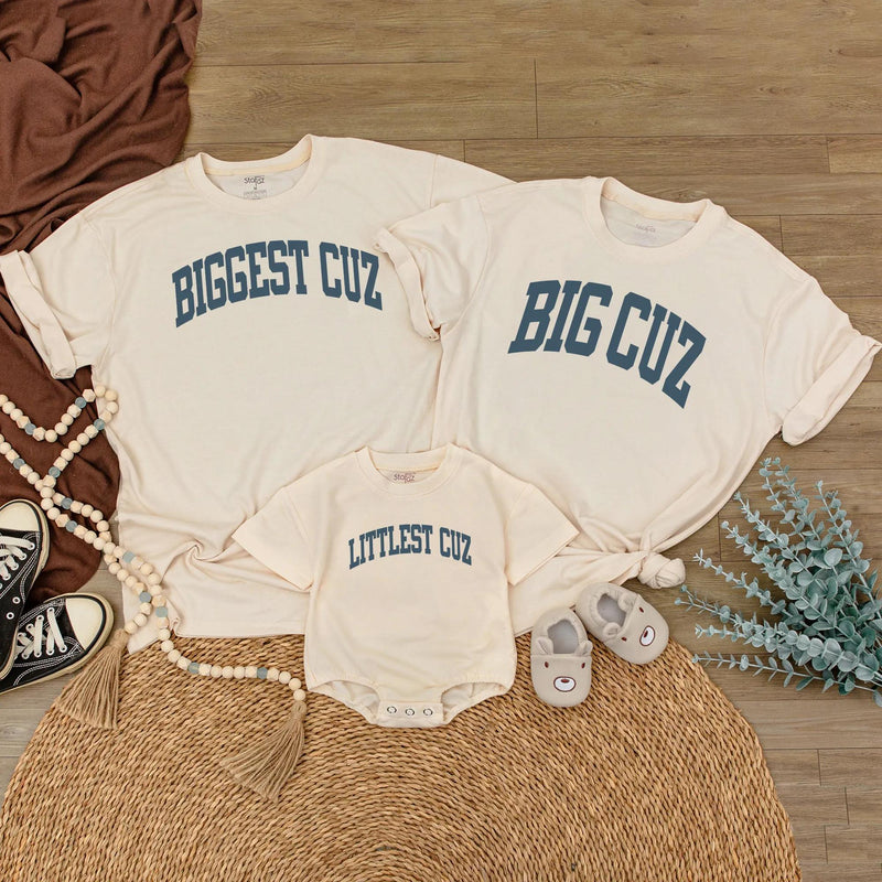 Biggest Cuz Littlest Cuz Matching Cousin Shirts Baby Romper Family Reunion Outfit Custom Cotton Gift for Toddlers and Infants