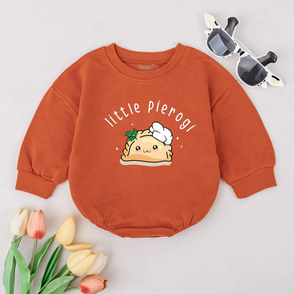 Adorable Little Pierogi Baby Romper with Chef Hat Design Cute Gender Neutral Infant Bodysuit Soft Cotton Funny Food Baby Shower Gift