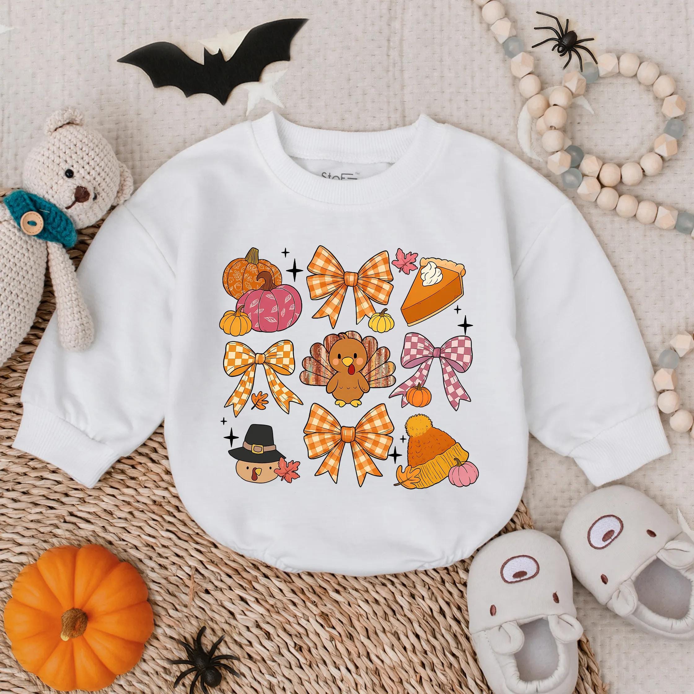 Adorable Turkey Baby Romper for First Thanksgiving Autumn Toddler Outfit Cute Infant Girl Boy Clothes Soft Cotton Holiday Gift