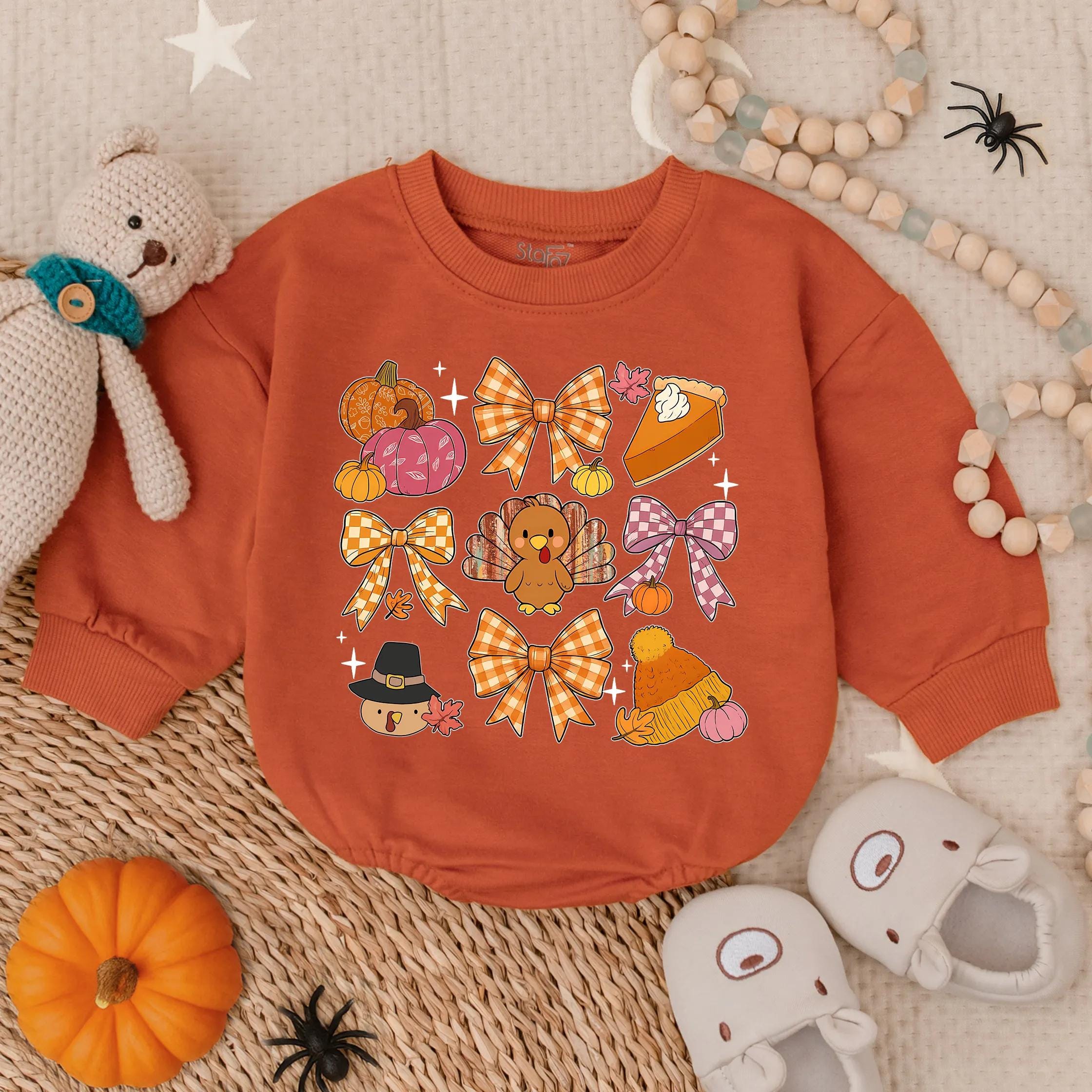Adorable Turkey Baby Romper for First Thanksgiving Autumn Toddler Outfit Cute Infant Girl Boy Clothes Soft Cotton Holiday Gift