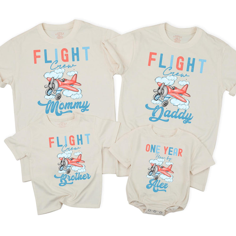 Airplane Birthday Shirt Personalized First Birthday Outfit Matching Family Flight Crew Tee Soft Cotton Baby Toddler Party Gift Custom Names