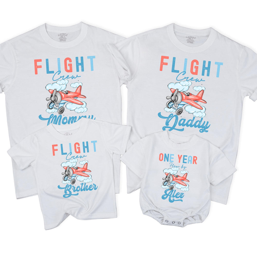 Airplane Birthday Shirt Personalized First Birthday Outfit Matching Family Flight Crew Tee Soft Cotton Baby Toddler Party Gift Custom Names