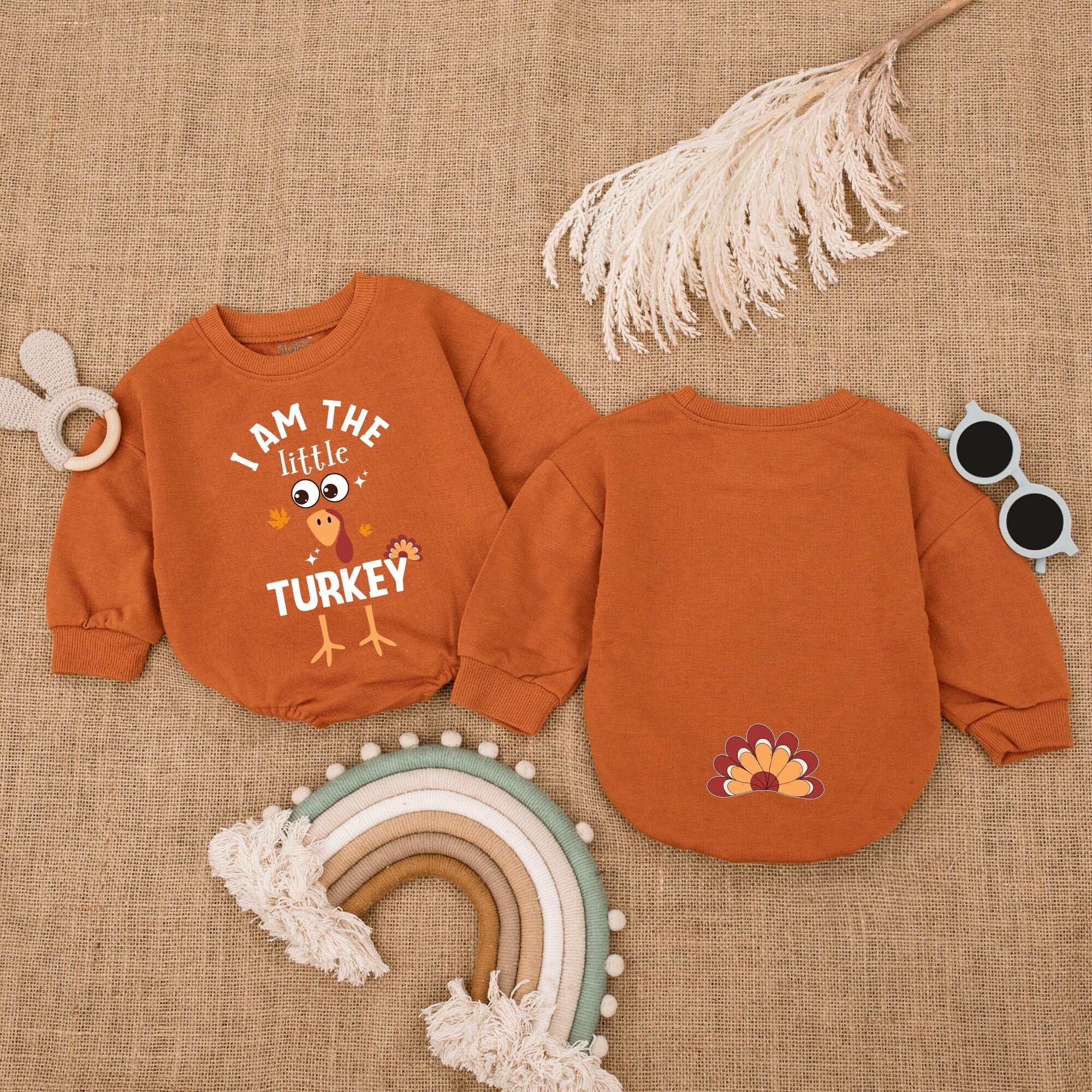 I Am The Little Turkey Baby Romper Cute Thanksgiving Outfit Fall Infant Clothes Soft Cotton Festive Bodysuit Perfect Baby Shower Gift