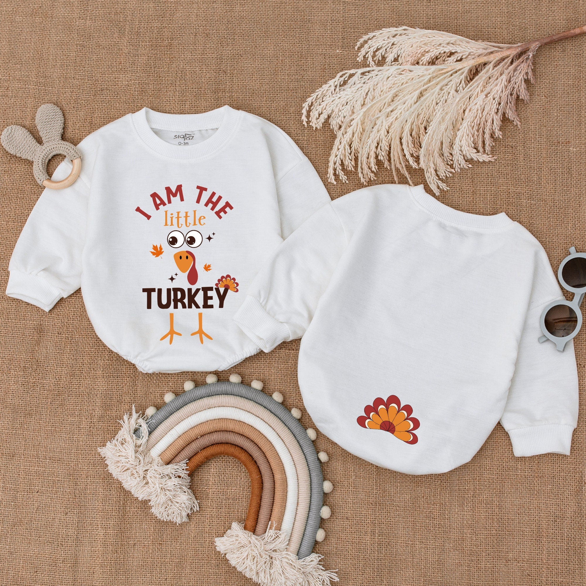 I Am The Little Turkey Baby Romper Cute Thanksgiving Outfit Fall Infant Clothes Soft Cotton Festive Bodysuit Perfect Baby Shower Gift