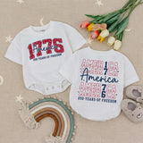 America 1776 Baby Romper 250 Years of Freedom Infant 4th of July Outfit, Patriotic Red White Blue Soft Cotton Birthday Party Clothes