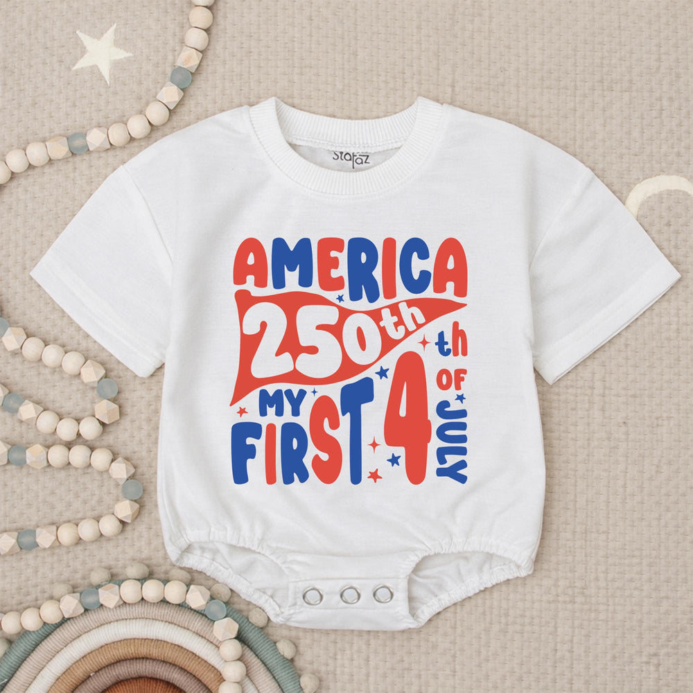 America 250th My First 4th of July Baby Romper Patriotic Infant Clothes Retro Red Blue Design Soft Cotton Holiday Outfit Gift