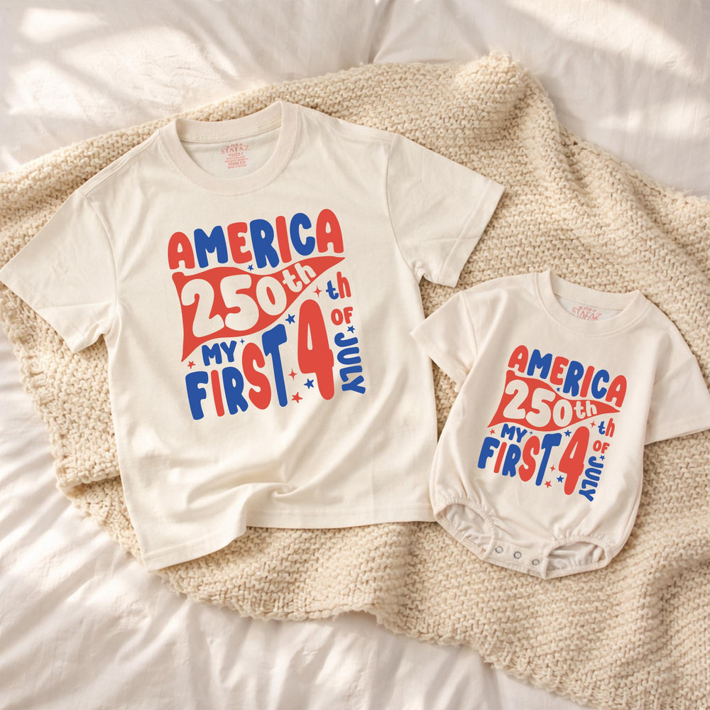 America 250th My First 4th of July Baby Romper Patriotic Infant Clothes Retro Red Blue Design Soft Cotton Holiday Outfit Gift
