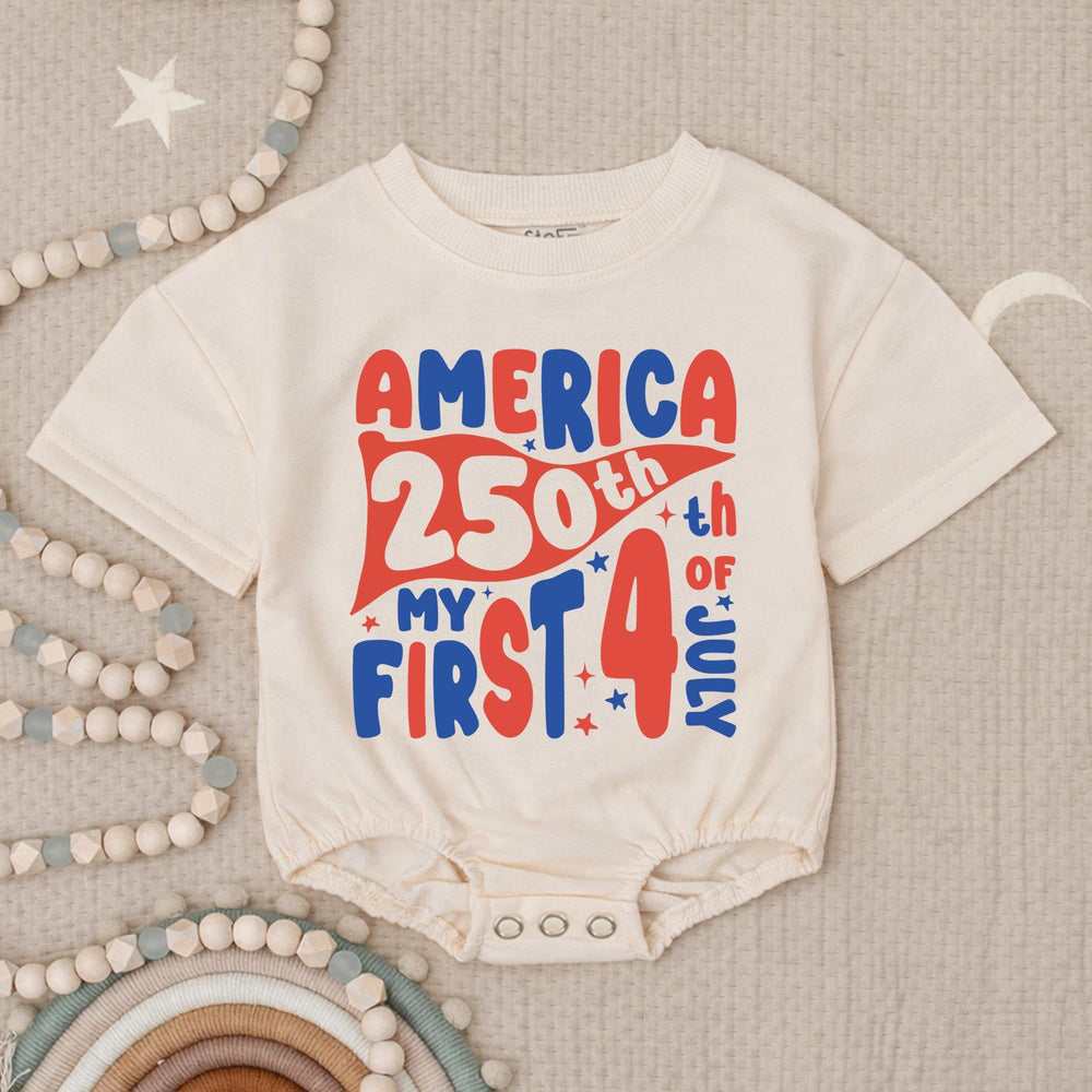 America 250th My First 4th of July Baby Romper Patriotic Infant Clothes Retro Red Blue Design Soft Cotton Holiday Outfit Gift